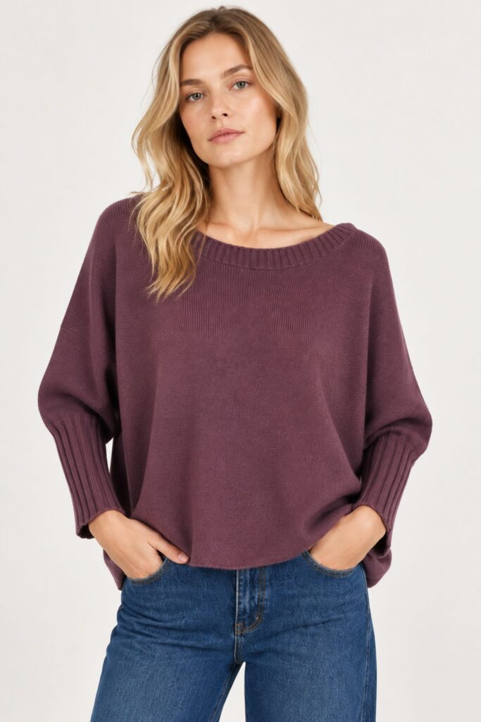 MAGLIA OVERSIZE SCOLLO AMPIO IN MISTO VISCOSA 