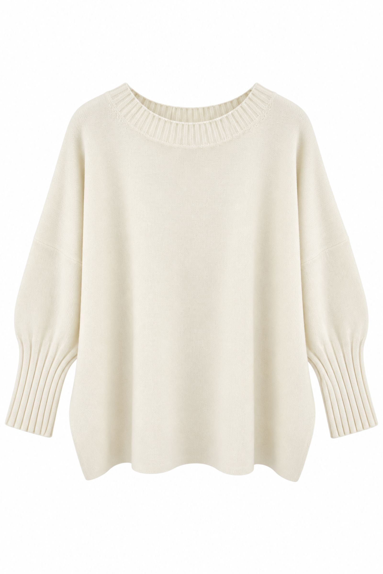 AL31386-06_PANNA MAGLIA OVERSIZE SCOLLO AMPIO IN MISTO VISCOSA - Panna, TU