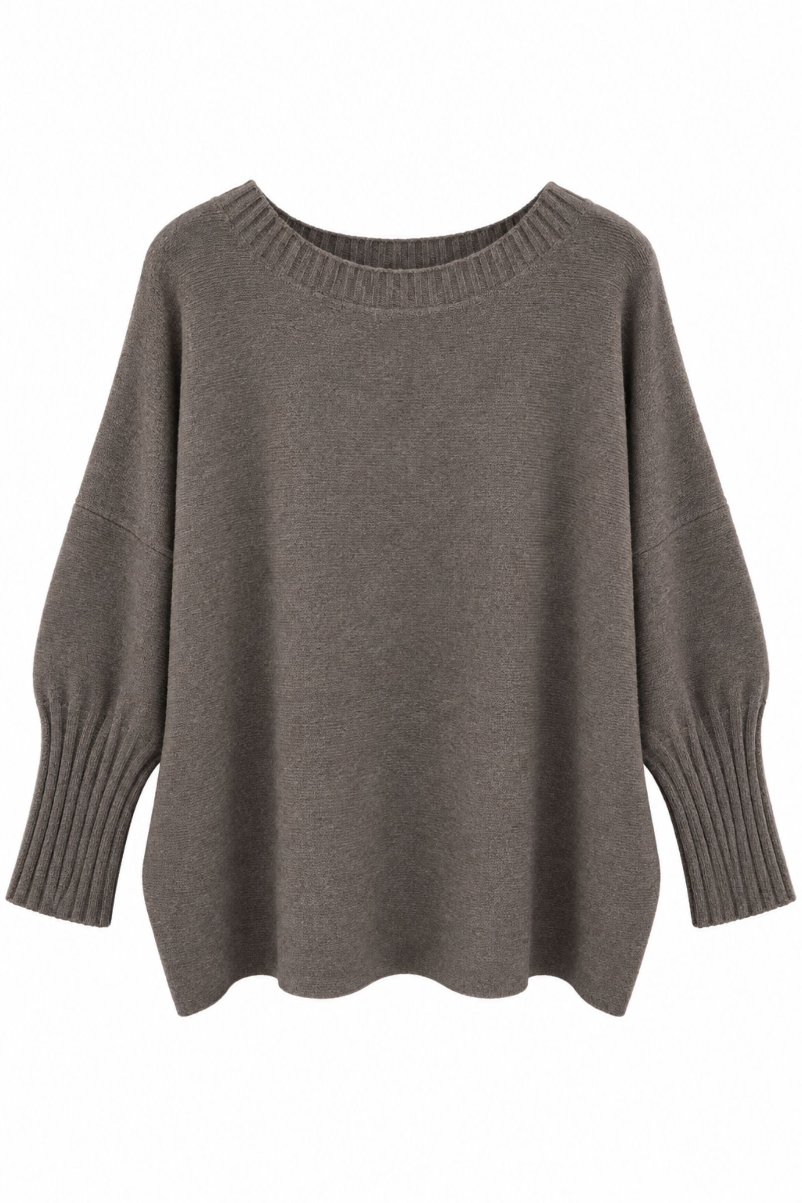 AL31386-06_TORTORA MAGLIA OVERSIZE SCOLLO AMPIO IN MISTO VISCOSA - Tortora, TU