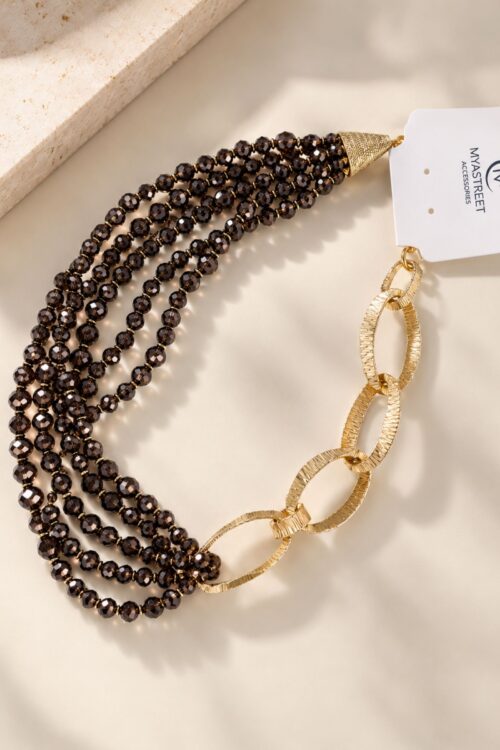 COLLANA MULTIFILO CON CATENA DORATA