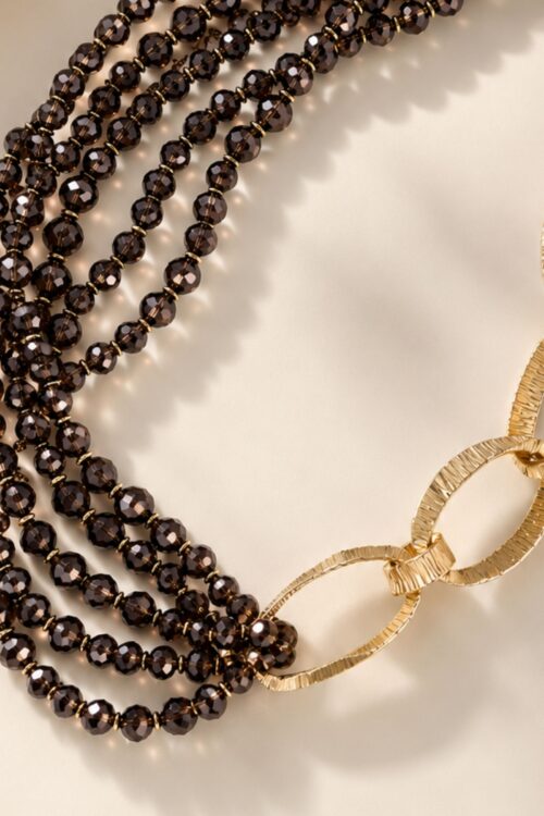 Alternative view of COLLANA MULTIFILO CON CATENA DORATA
