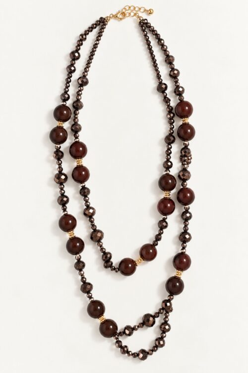 COLLANA LUNGA MULTIFILO CON SFERE E CRISTALLI