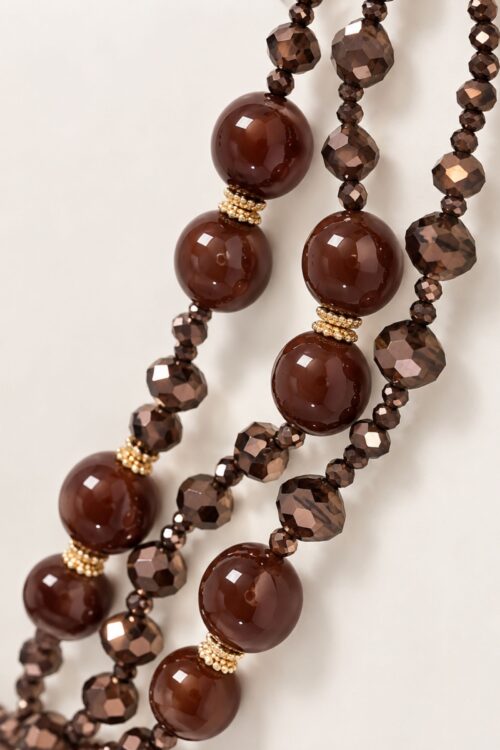 Alternative view of COLLANA LUNGA MULTIFILO CON SFERE E CRISTALLI
