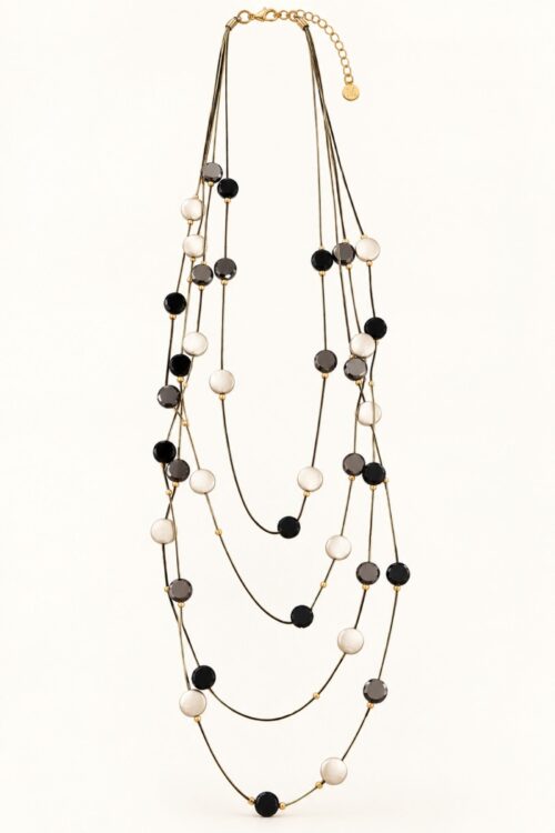 COLLANA LUNGA MULTIFILO CON ELEMENTI TONDI