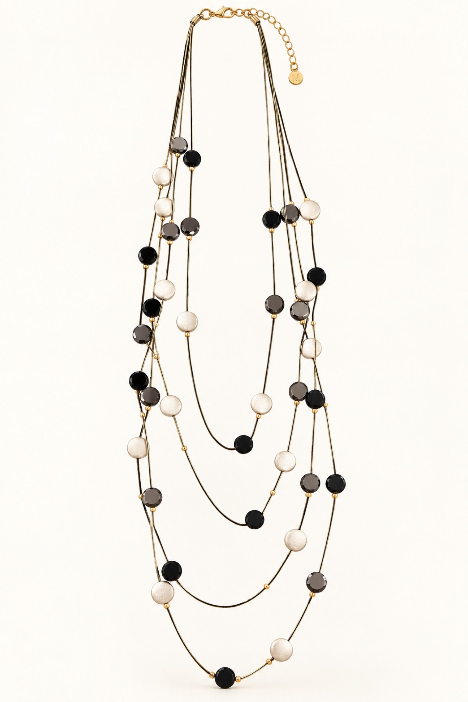 COLLANA LUNGA MULTIFILO CON ELEMENTI TONDI