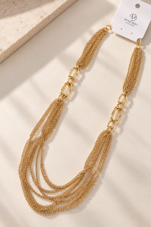 COLLANA LUNGA MULTIFILO CON CATENE E MAXI MAGLIE