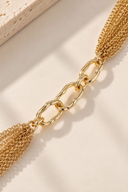 Alternative view of COLLANA LUNGA MULTIFILO CON CATENE E MAXI MAGLIE