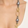 COLLANA LUNGA CON CRISTALLI SFACCETTATI E ANELLI DORATI - immagine 2