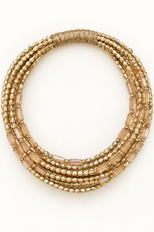 CHOKER MULTIFILO CON PERLINE E CRISTALLI
