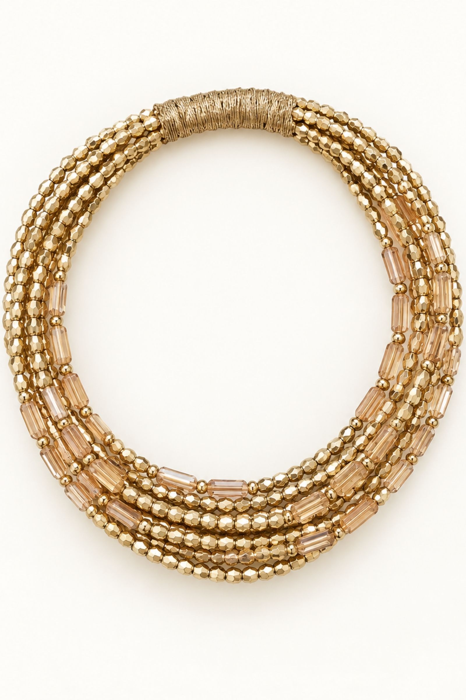 CHOKER MULTIFILO CON PERLINE E CRISTALLI