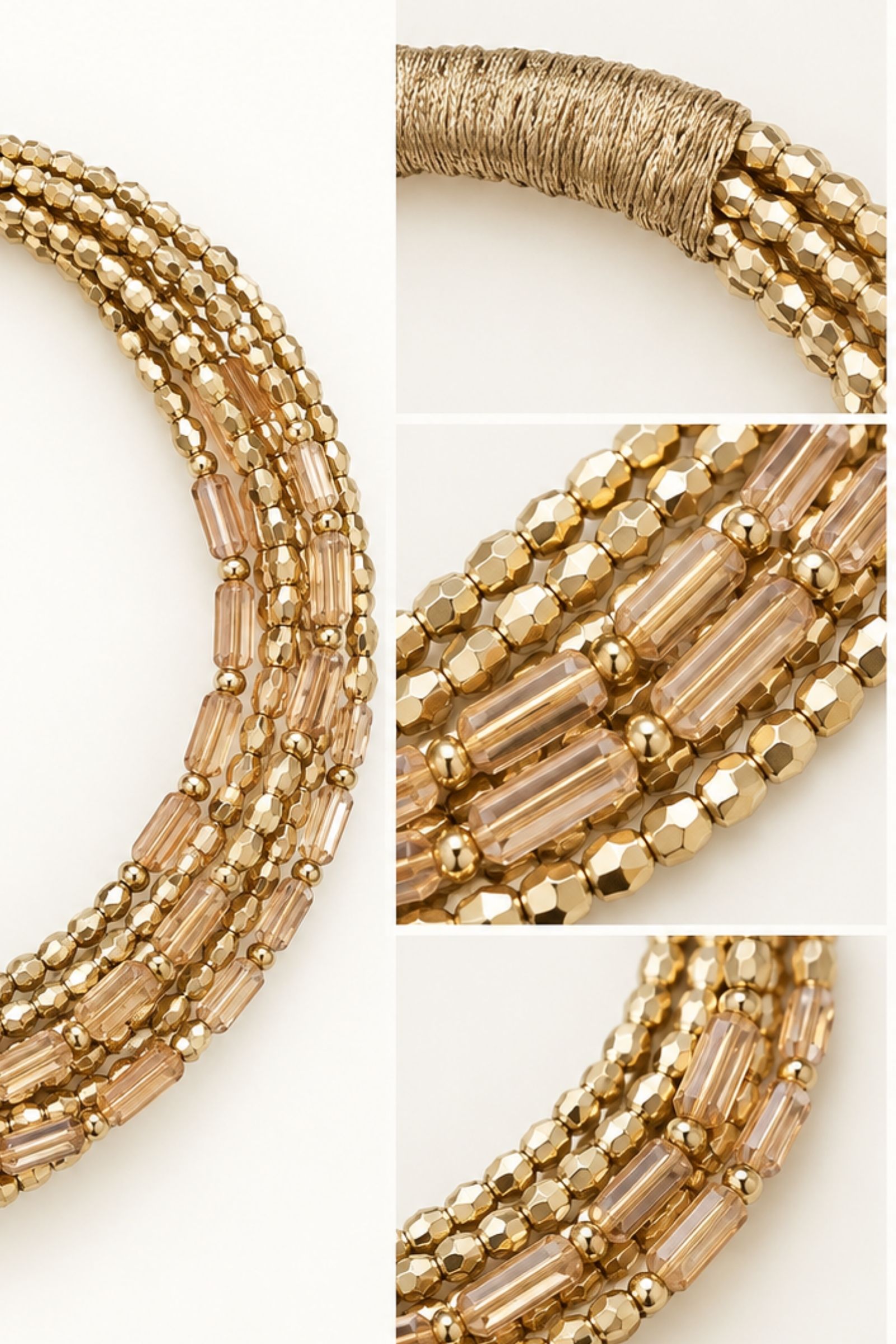 CHOKER MULTIFILO CON PERLINE E CRISTALLI - immagine 2