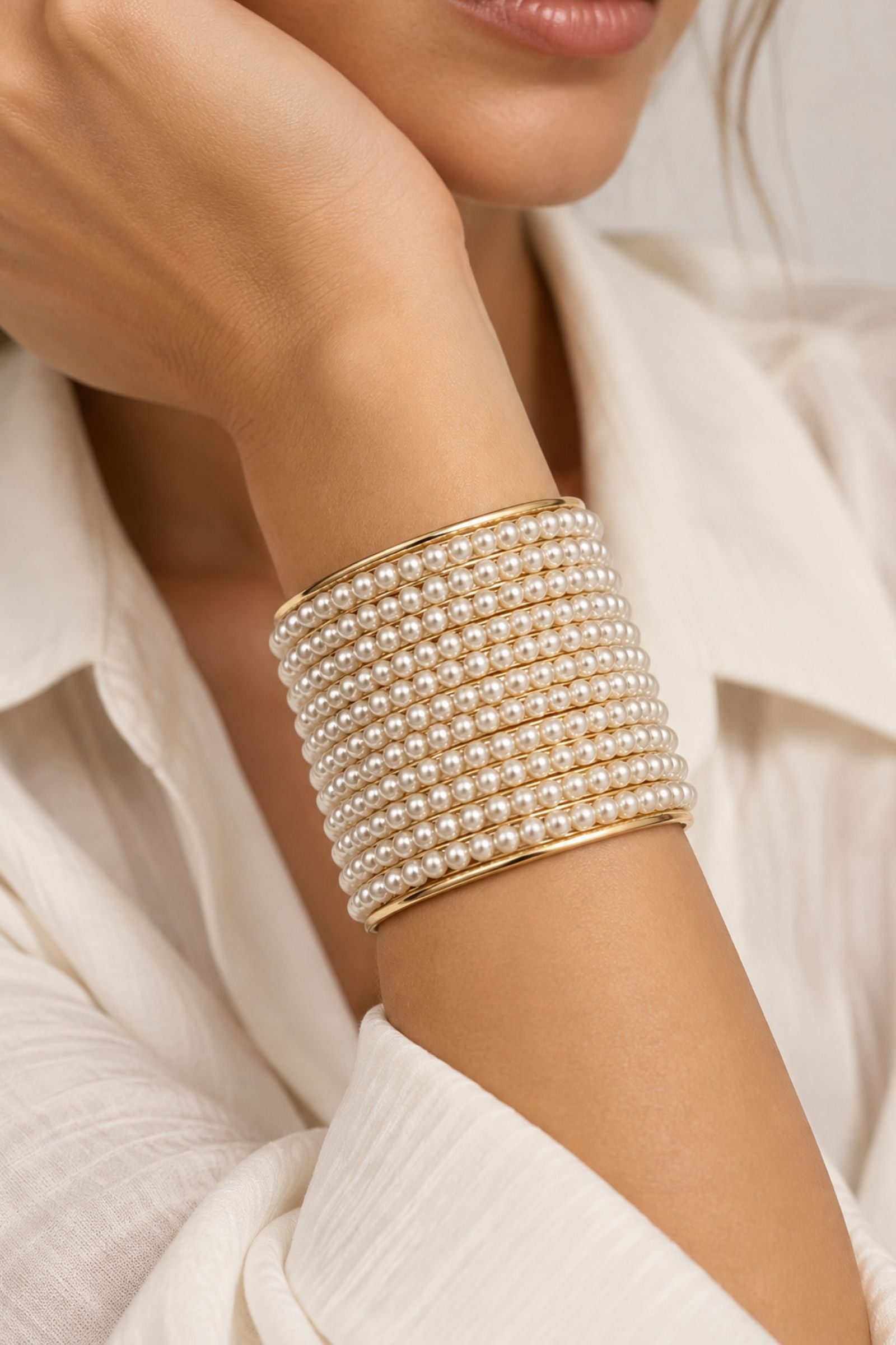 BRACCIALE RIGIDO CON PERLE - Image 2