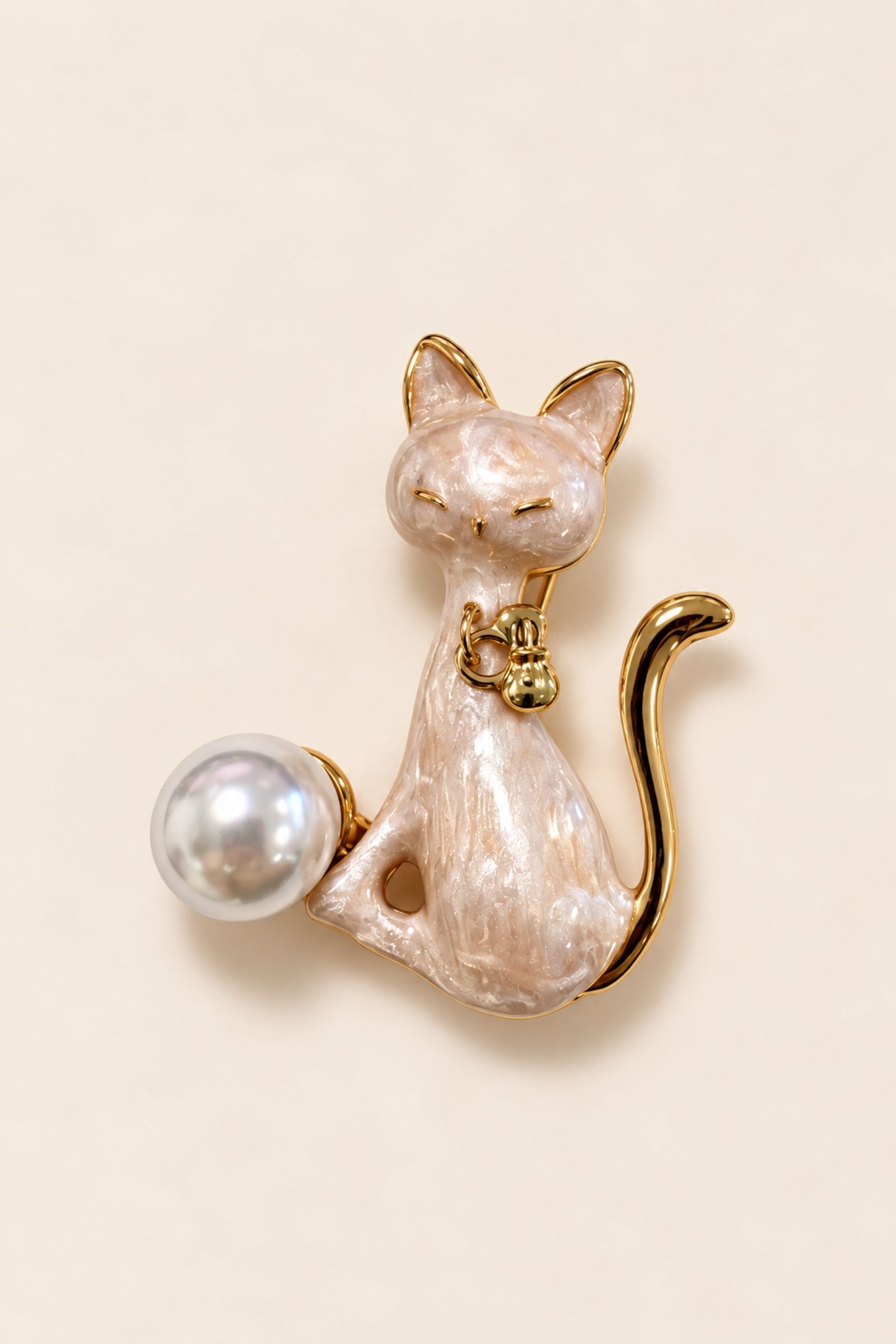 SPILLA GIOIELLO GATTO CON PERLA