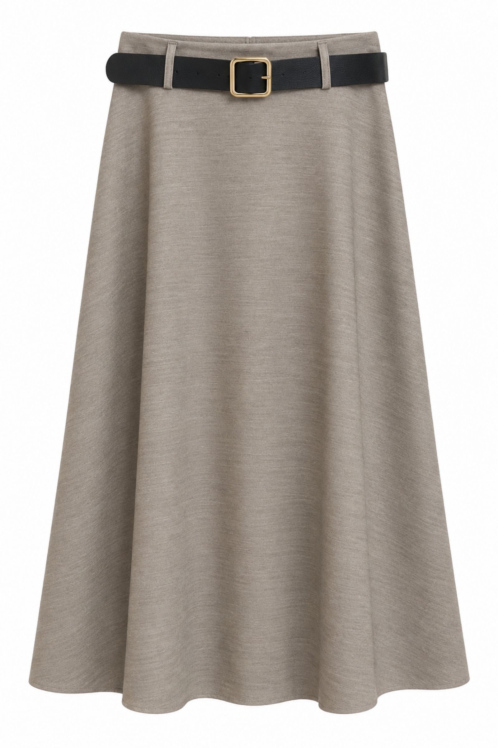 ESG106-06_beige GONNA MIDI SVASATA CON CINTURA - Beige, S