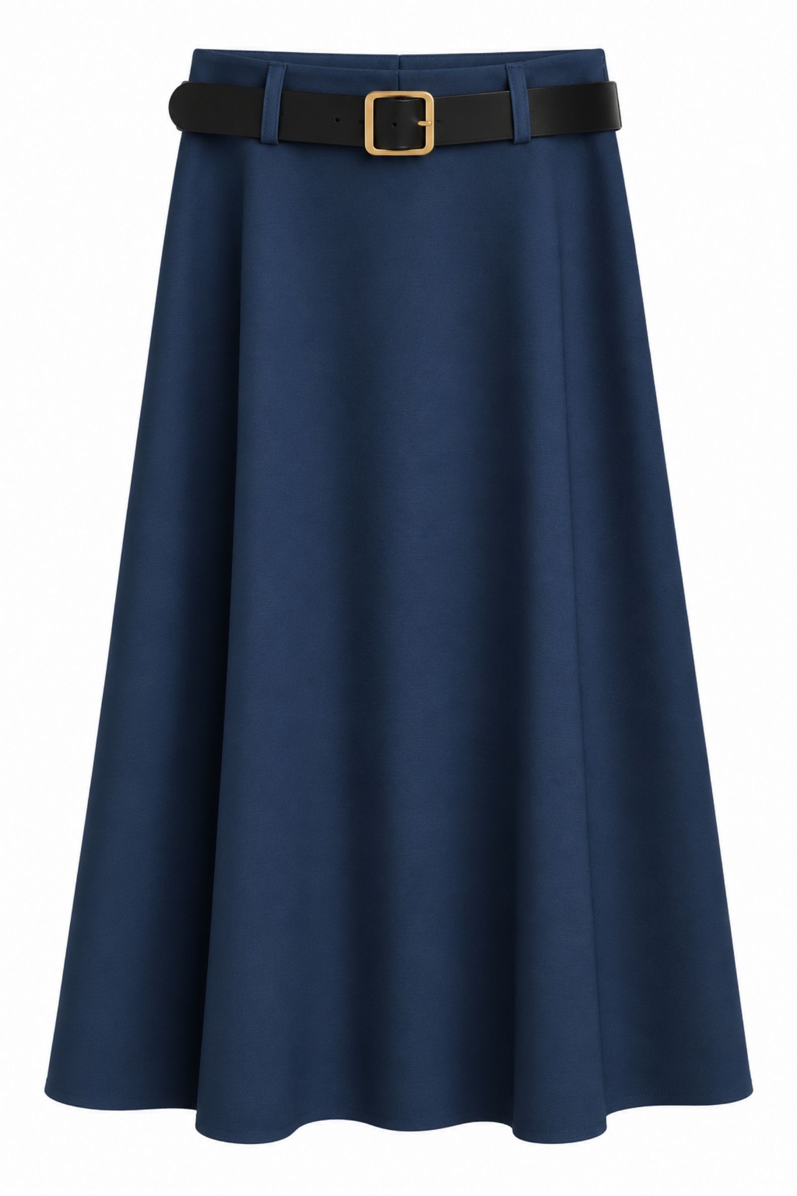 ESG106-06_blu GONNA MIDI SVASATA CON CINTURA - Blu, S