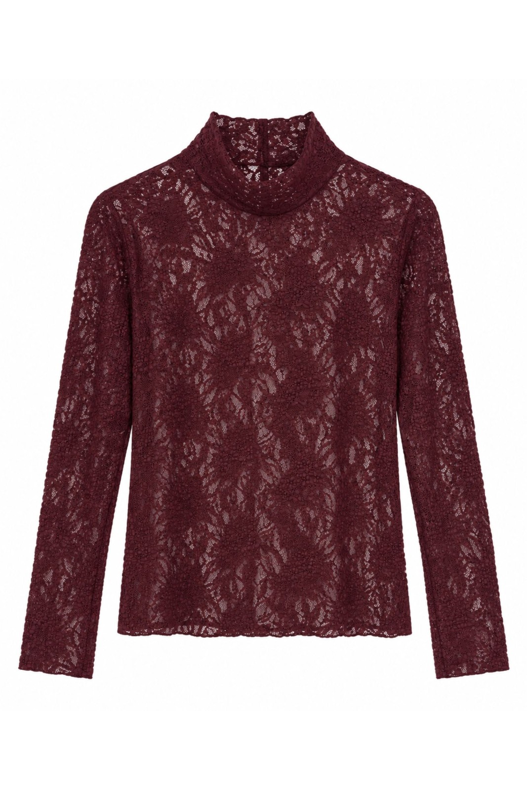 ESML517-06_BORDEAUX MAGLIA DOLCEVITA IN PIZZO - Bordeaux, TU