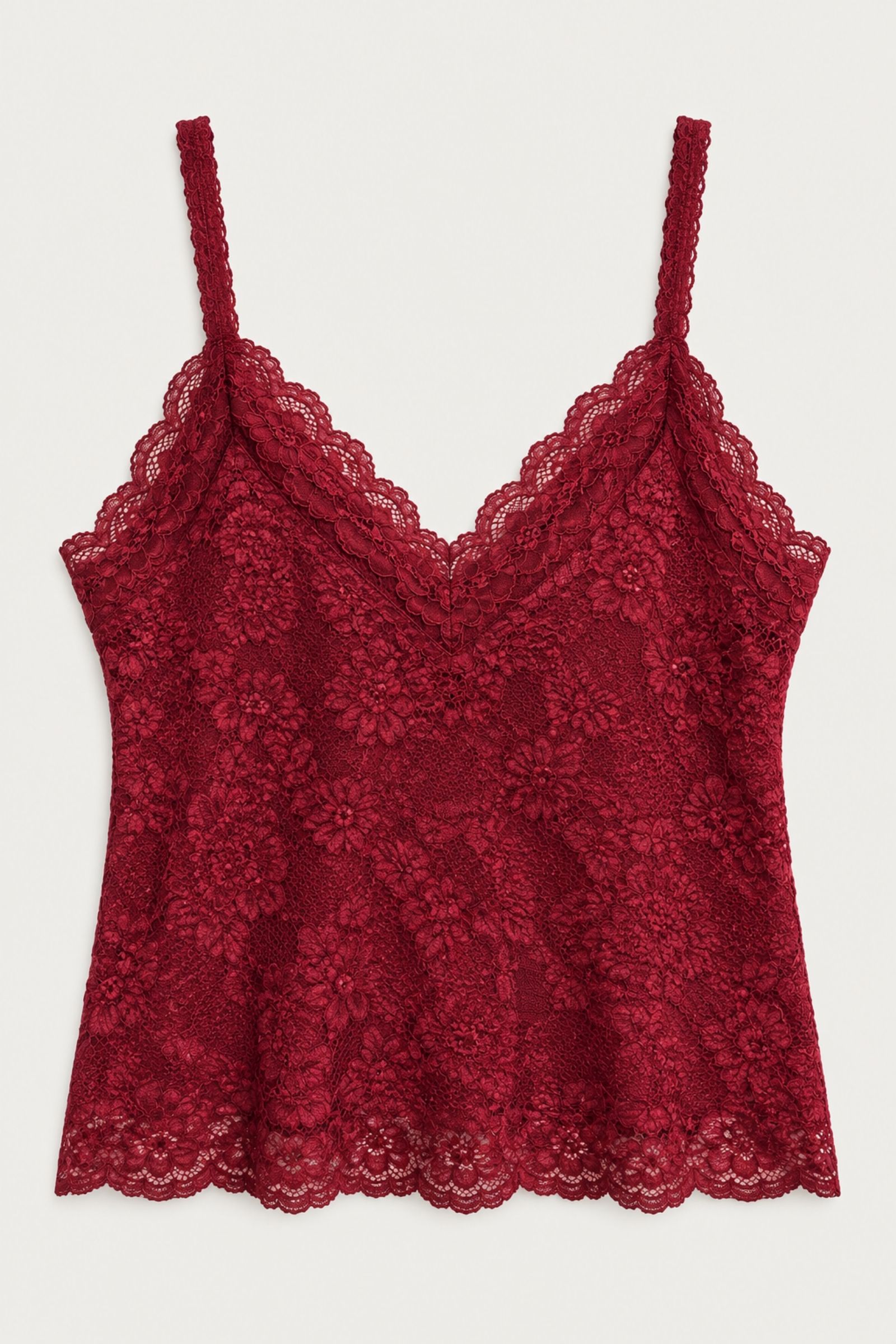 ESML7718-06_ (2) TOP IN PIZZO CON SPALLINE SOTTILI - Bordeaux, TU