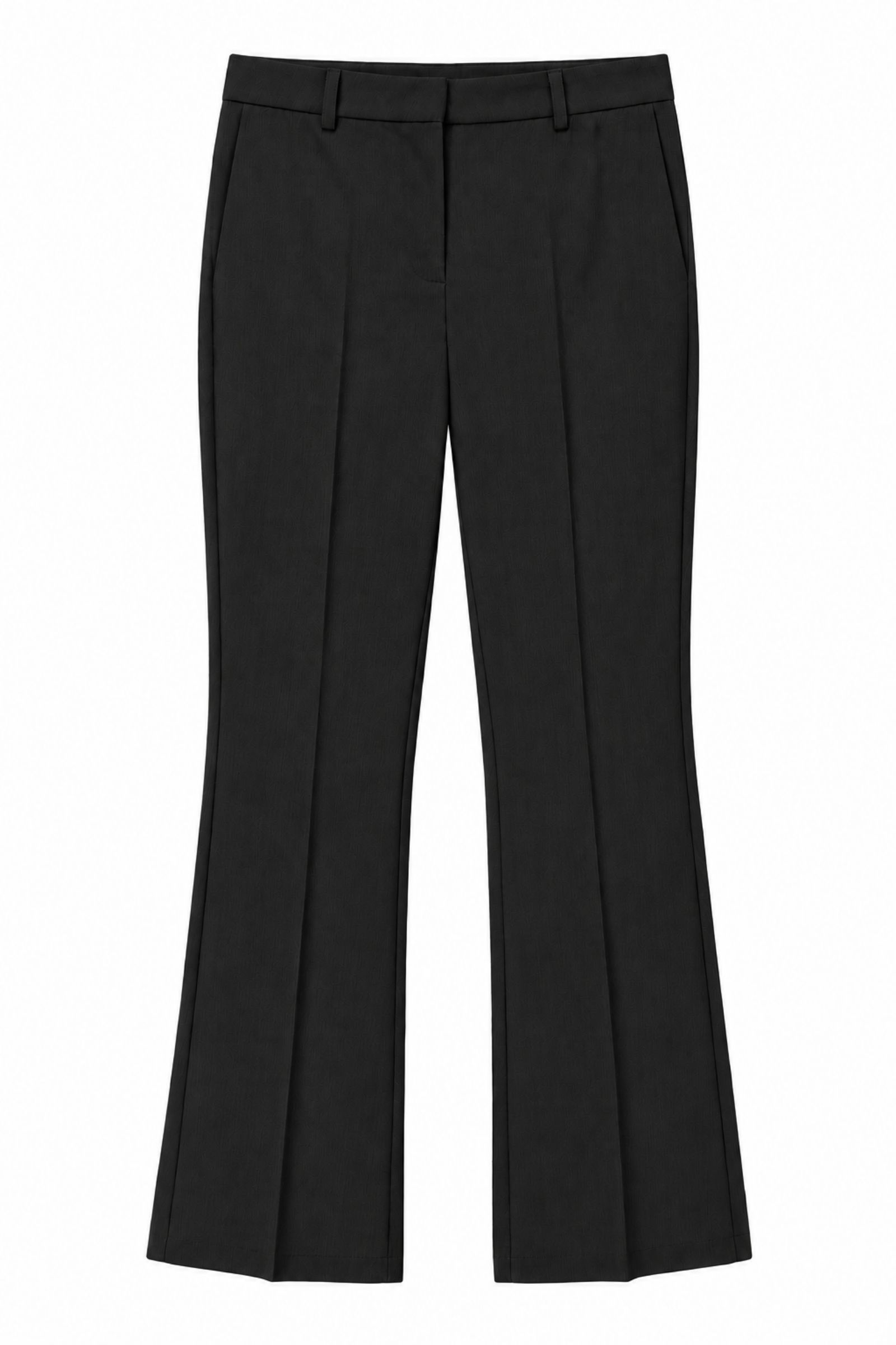 ESP0412-06_NERO PANTALONE FLARE CON PIEGA CENTRALE - Nero, XS