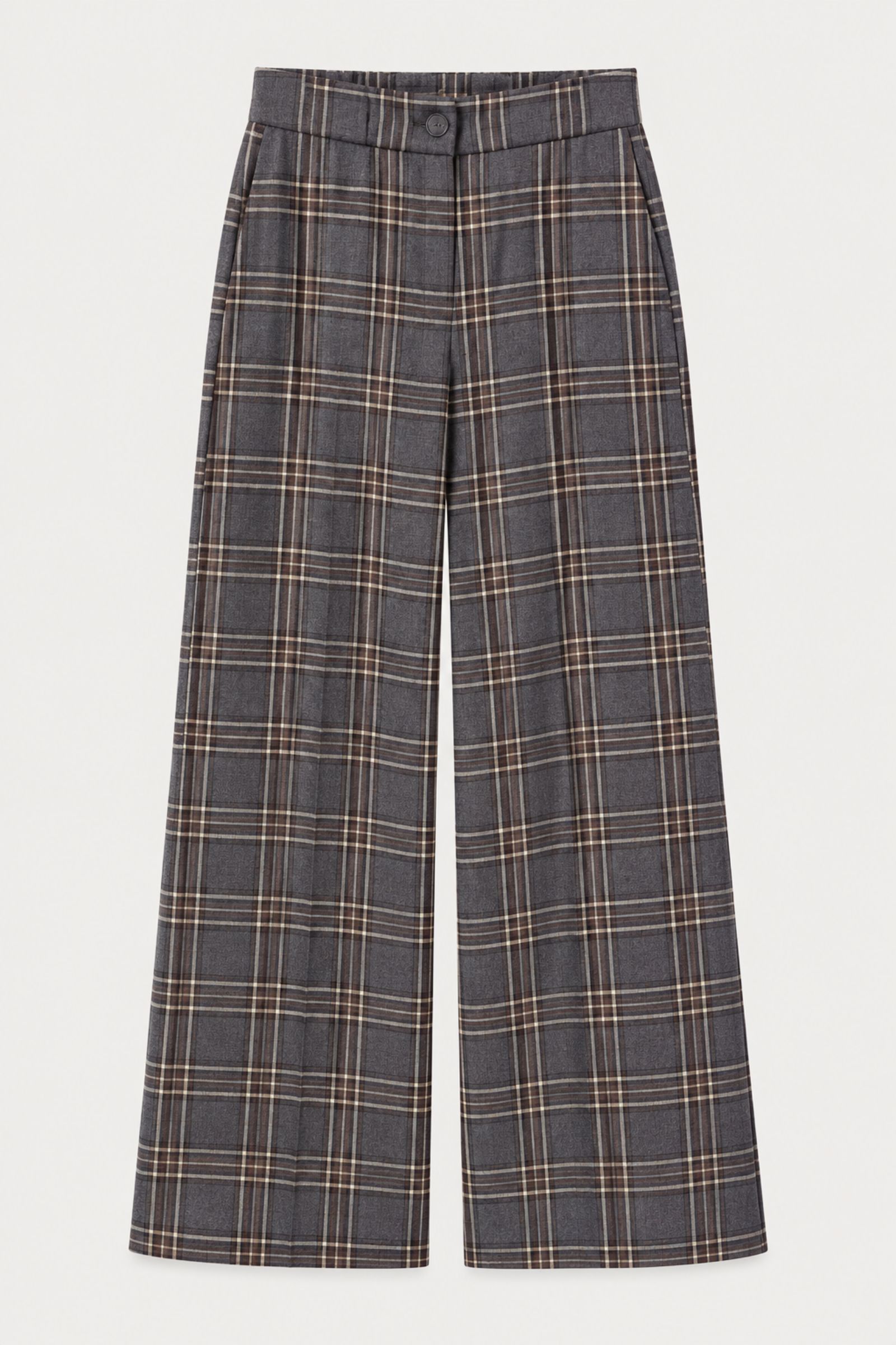 ESPT640-06_BLU PANTALONE PALAZZO A QUADRI - Blu, S