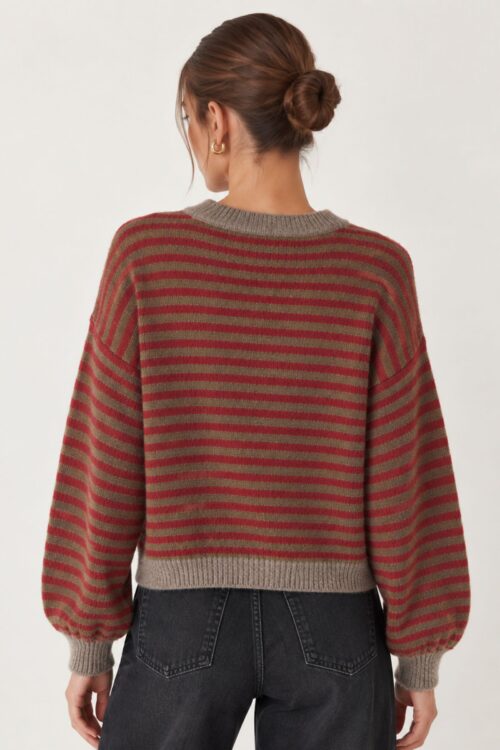 Alternative view of MAGLIA GIROCOLLO A RIGHE CON MANICHE AMPIE