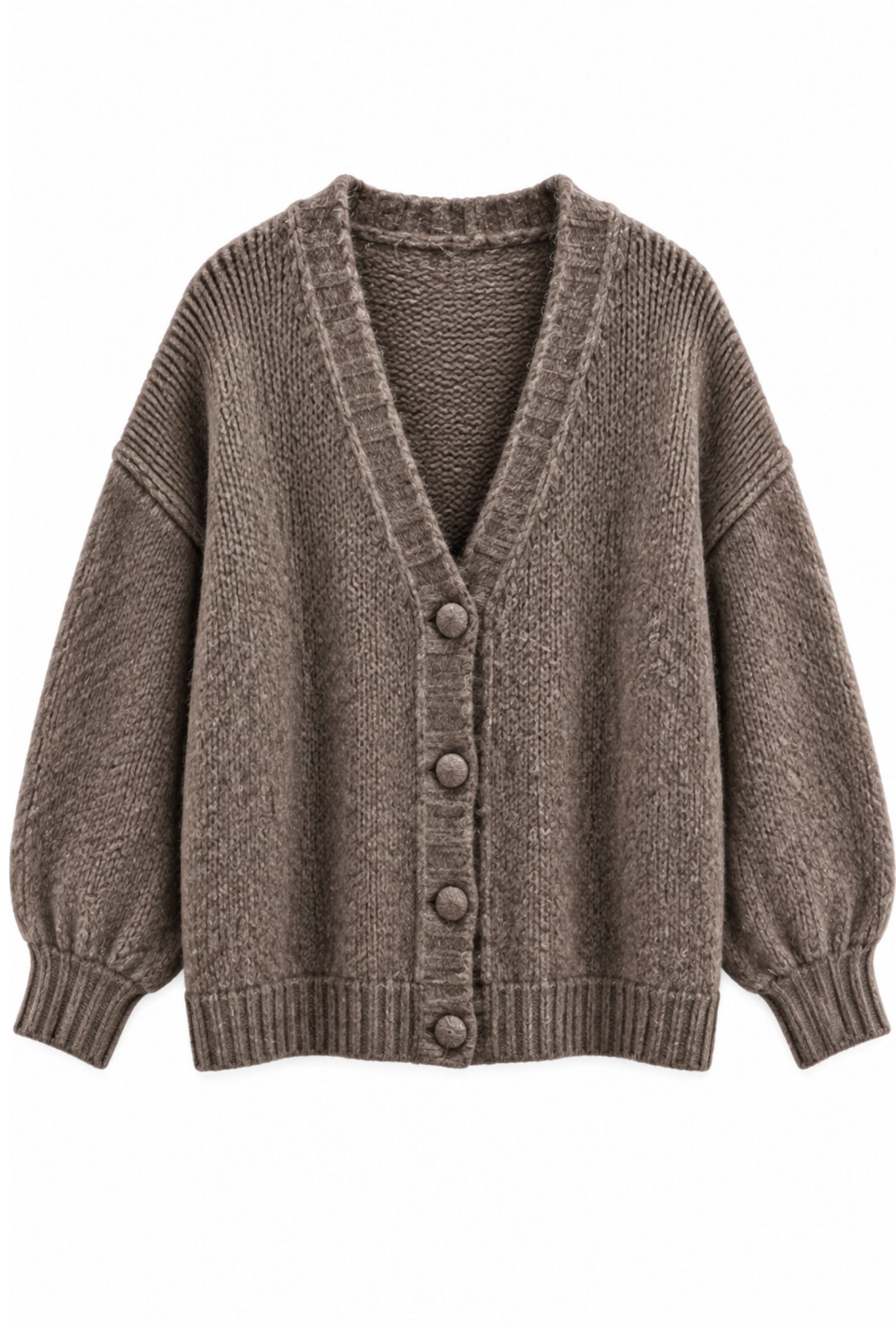 F21880-06_FANGO CARDIGAN OVERSIZE MORBIDO CON BOTTONI - Fango, TU