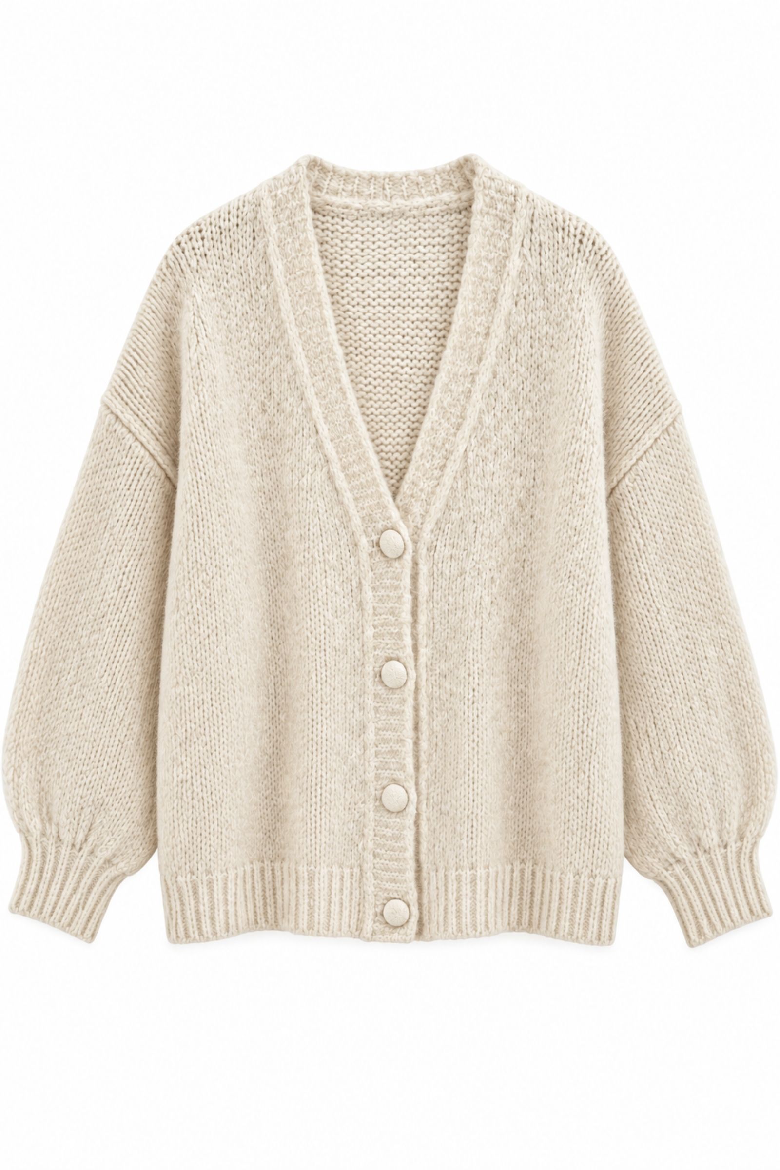 F21880-06_PANNA CARDIGAN OVERSIZE MORBIDO CON BOTTONI - Panna, TU