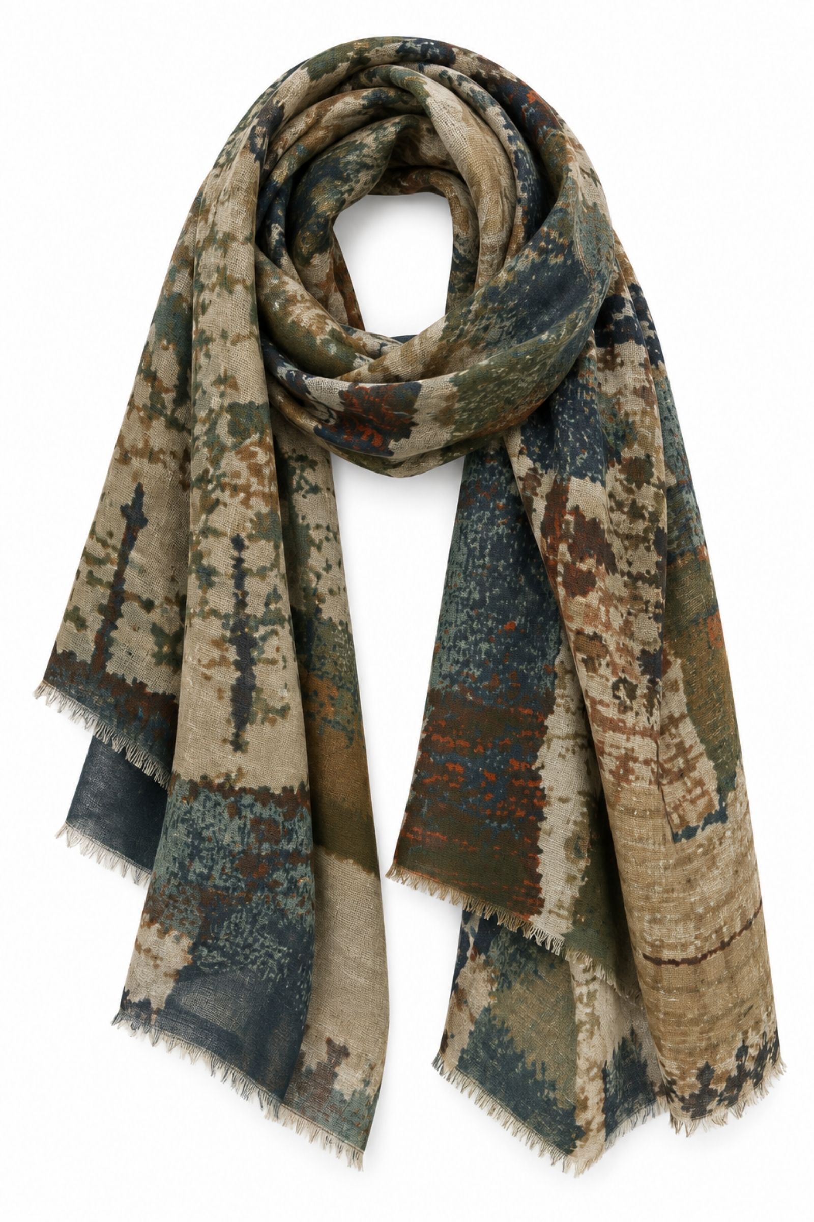 KYF6803-06_MILITARE FOULARD STAMPA ASTRATTA - Militare, TU