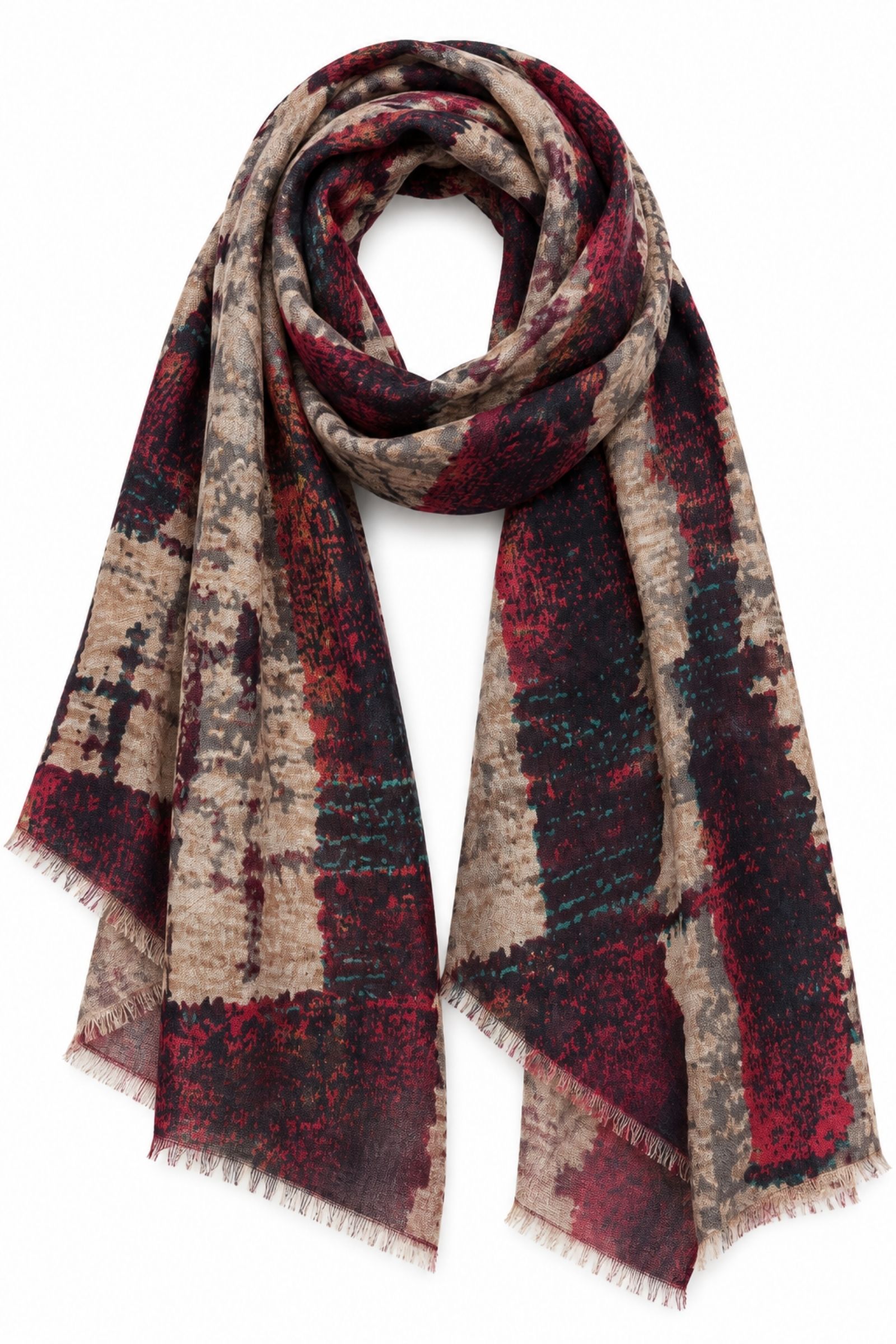 KYF6803-06_VINO FOULARD STAMPA ASTRATTA - Vino, TU