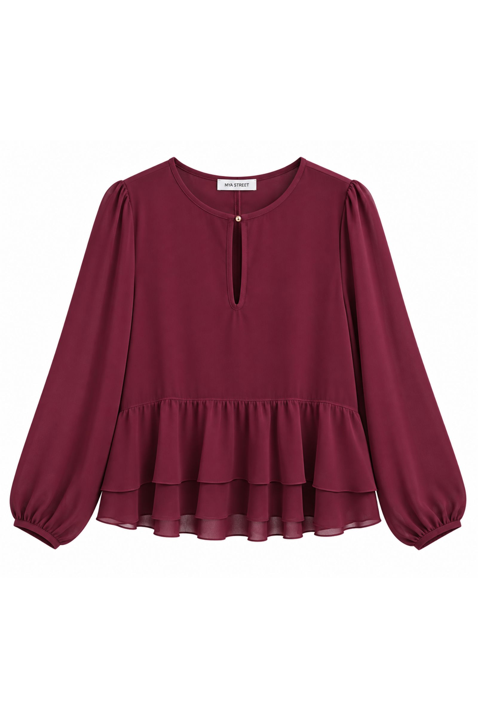 LM16339-06_BORDEAUX BLUSA SVASATA CON BALZA - Prugna, S