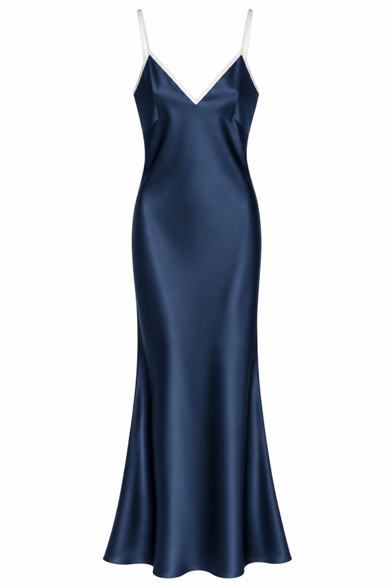 LM96389-06_BLU ABITO LUNGO SATIN CON PROFILI A CONTRASTO - Blu, M