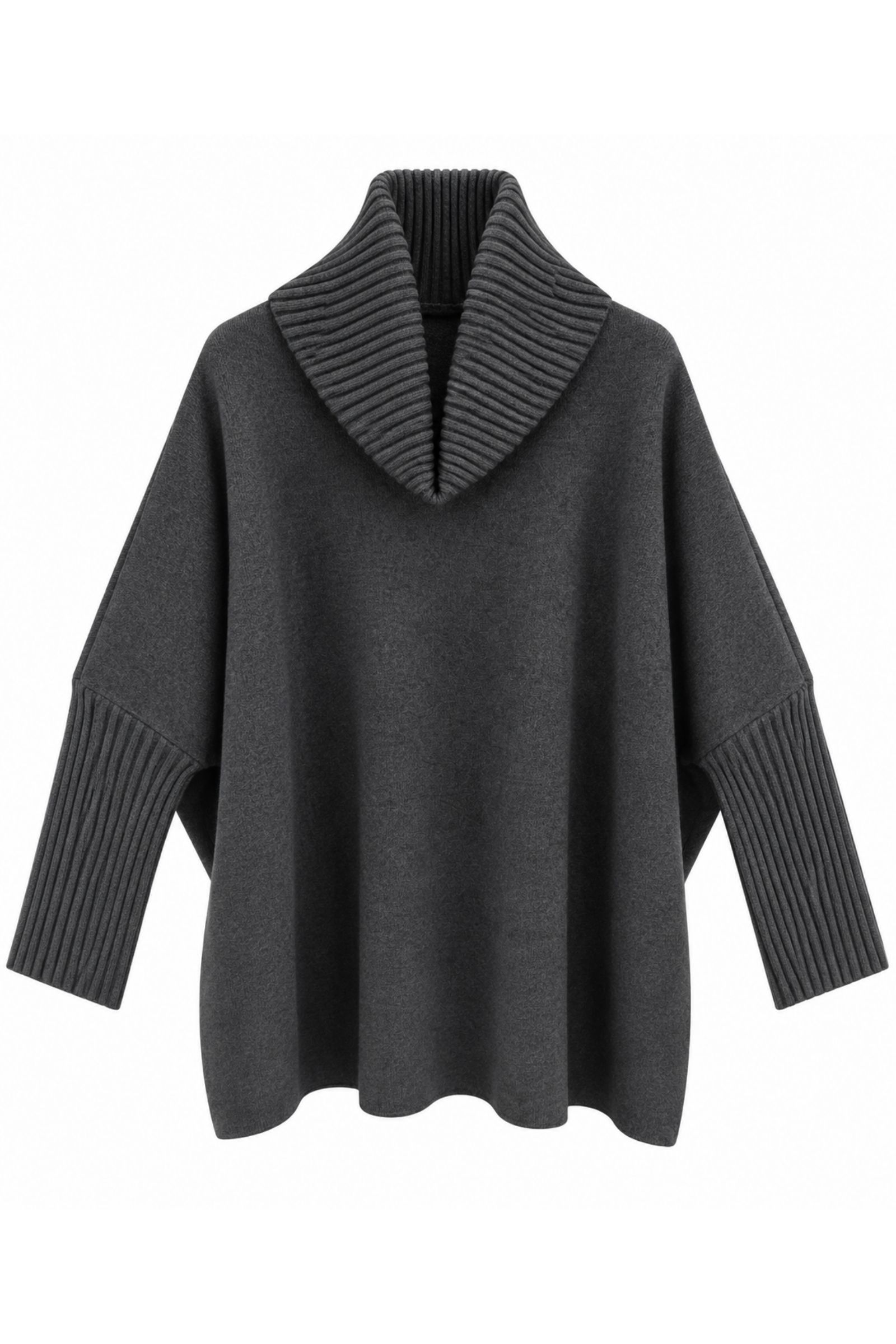 M26064-06_ANTRACITE MAGLIA OVERSIZE CON MAXI COLLO A COSTE - Antracite, TU