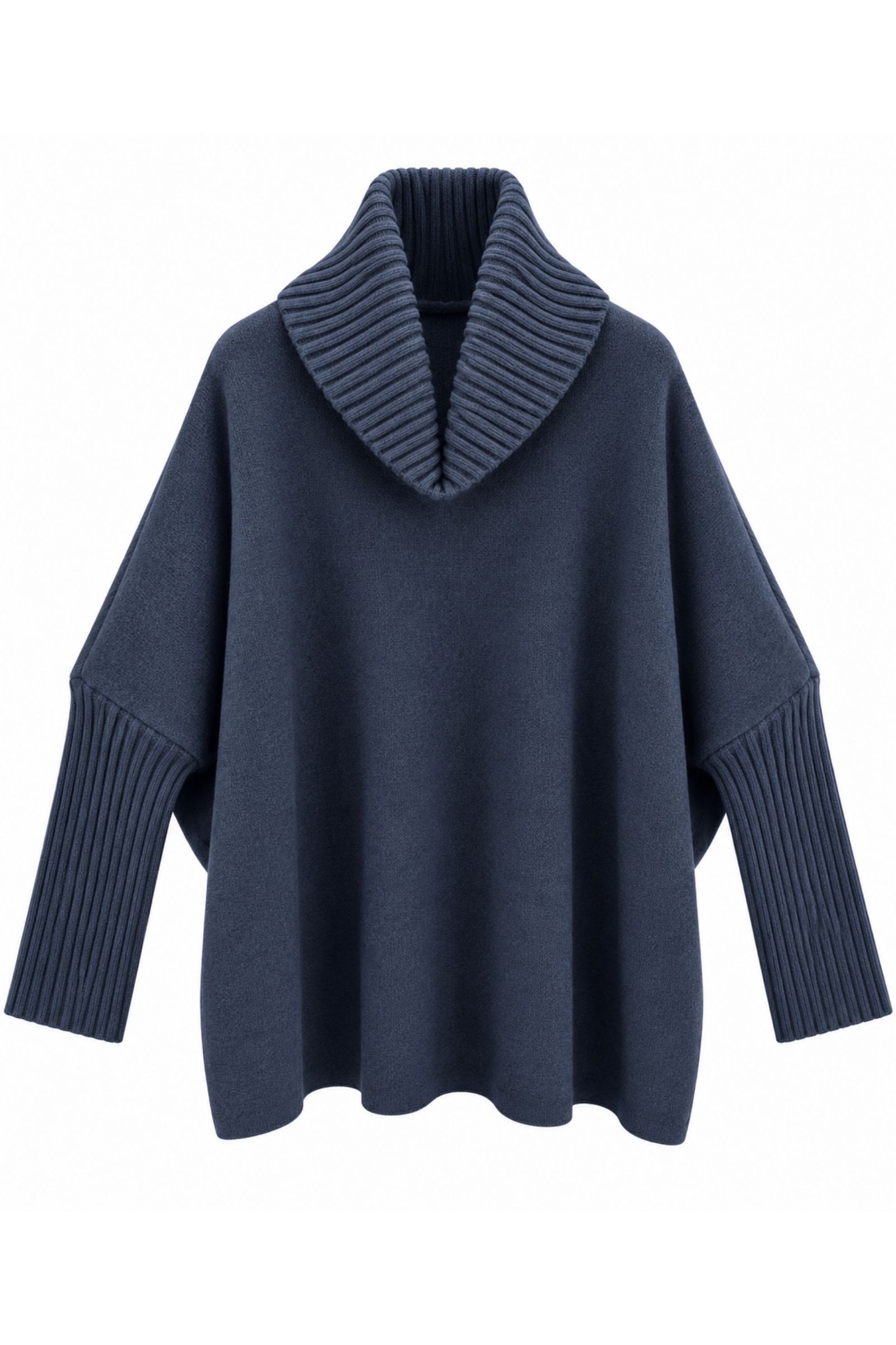 M26064-06_BLU MAGLIA OVERSIZE CON MAXI COLLO A COSTE - Blu, TU