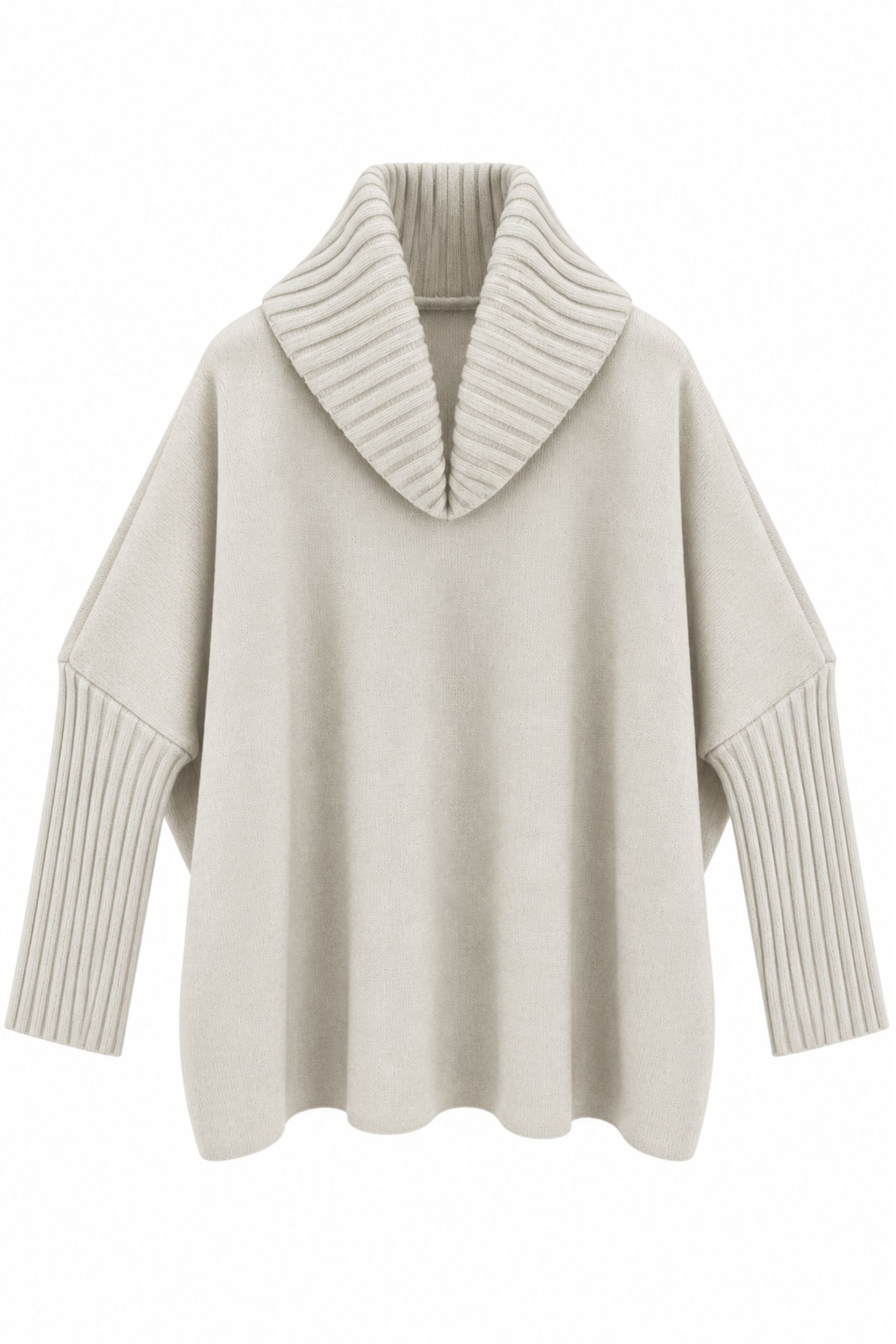 M26064-06_GESSO MAGLIA OVERSIZE CON MAXI COLLO A COSTE - Gesso, TU