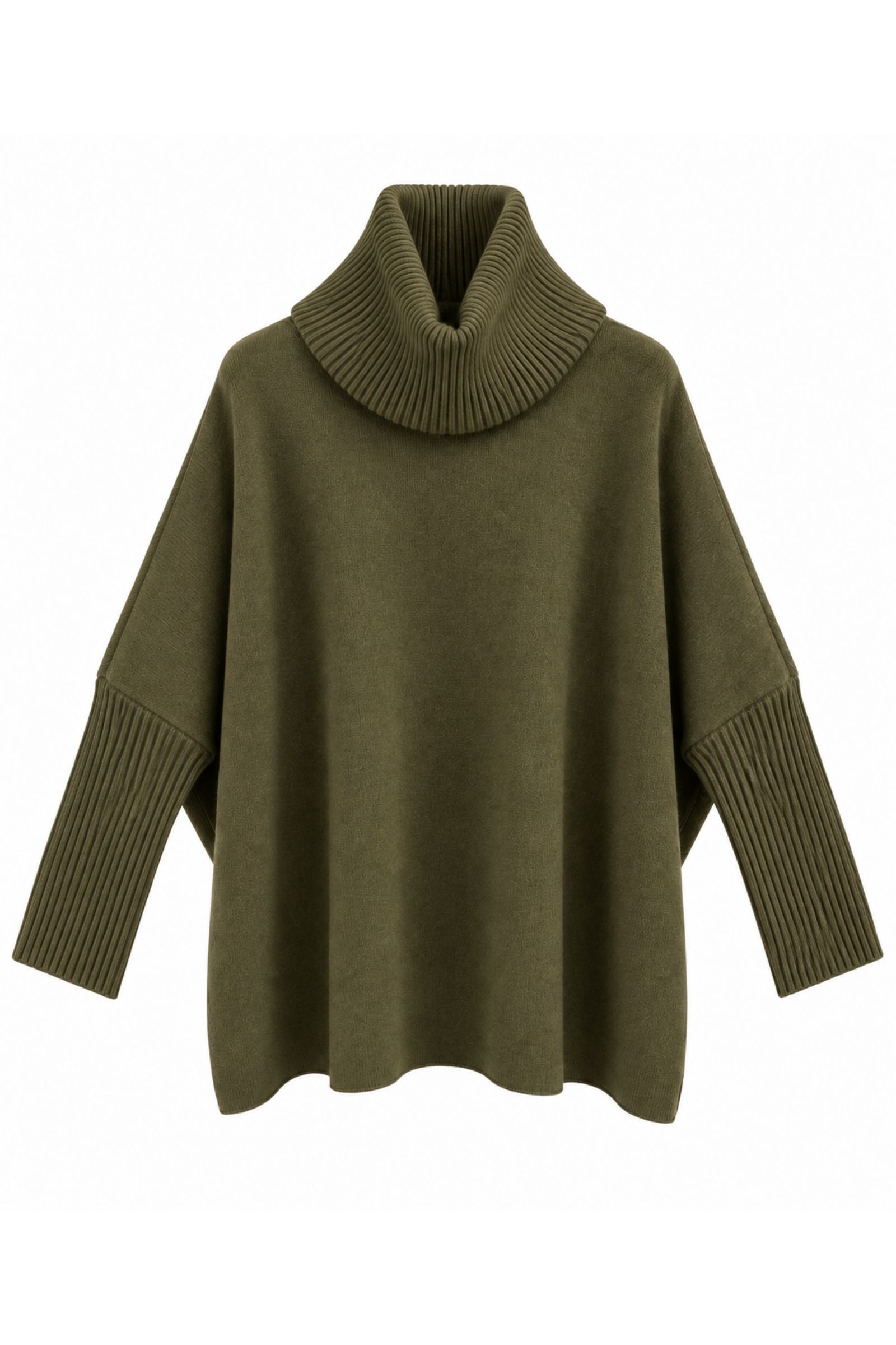 M26064-06_MILITARE MAGLIA OVERSIZE CON MAXI COLLO A COSTE - Militare, TU