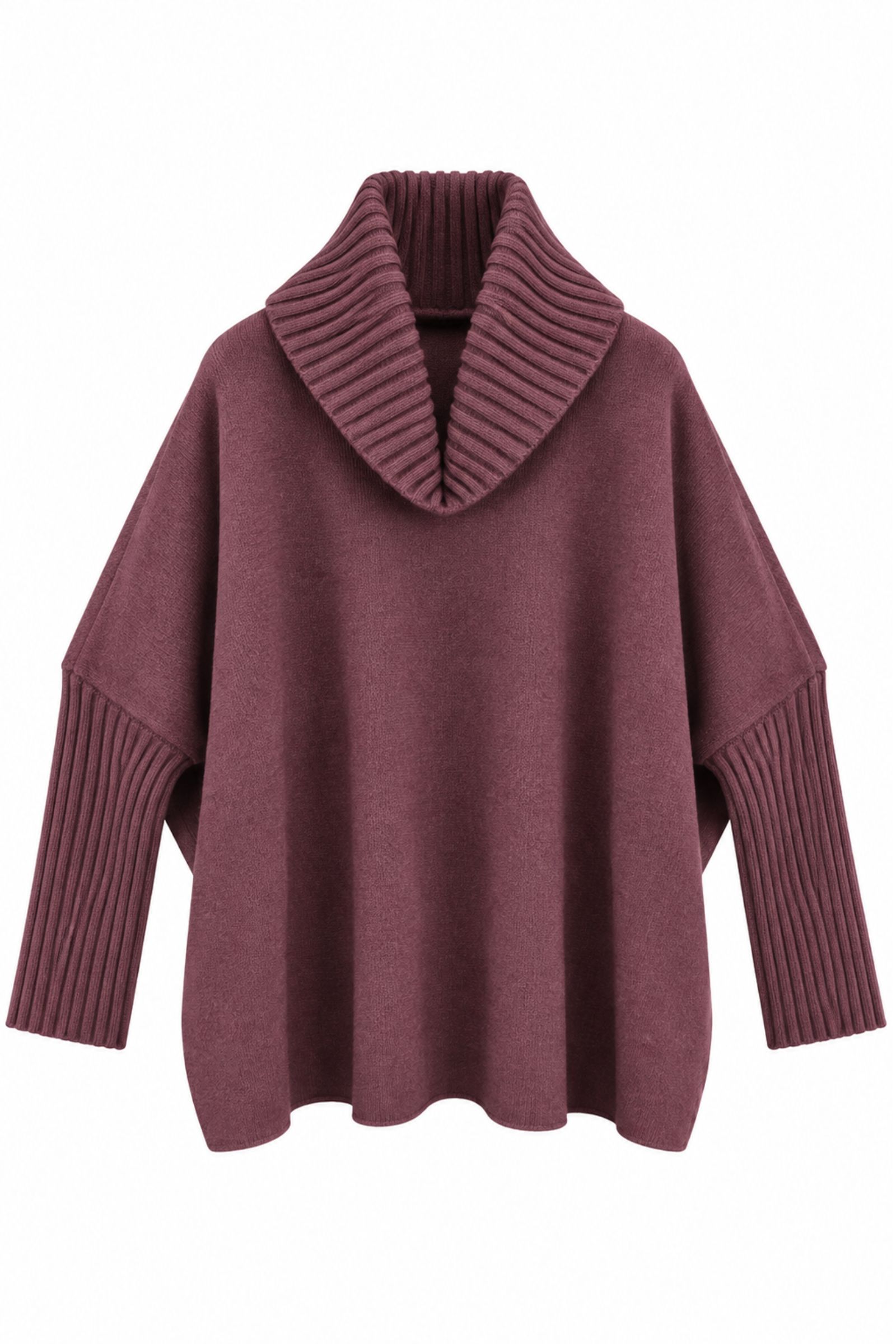 M26064-06_PRUGNA MAGLIA OVERSIZE CON MAXI COLLO A COSTE - Prugna, TU