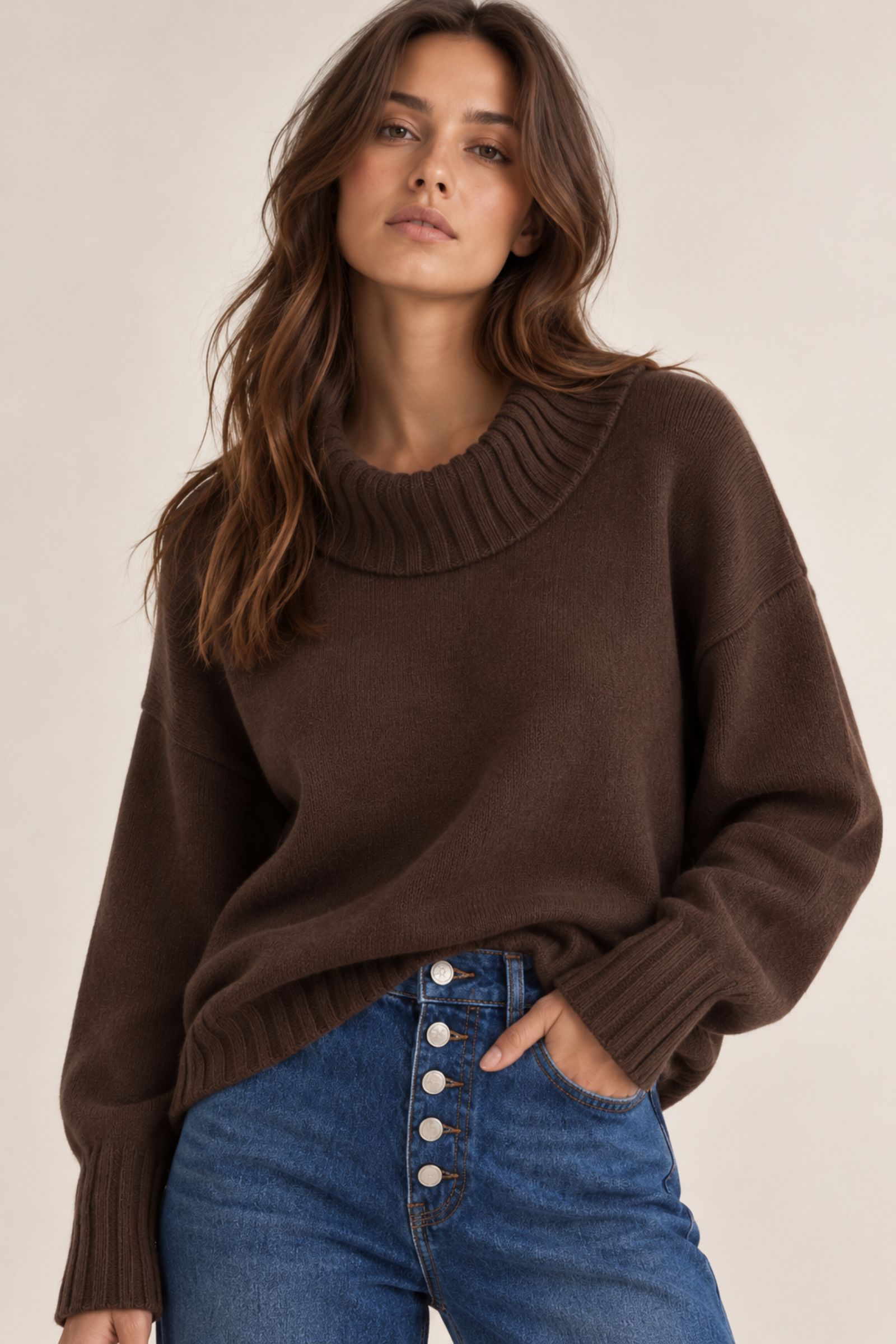 MAGLIONE DOLCEVITA MORBIDO CON MANICHE AMPIE