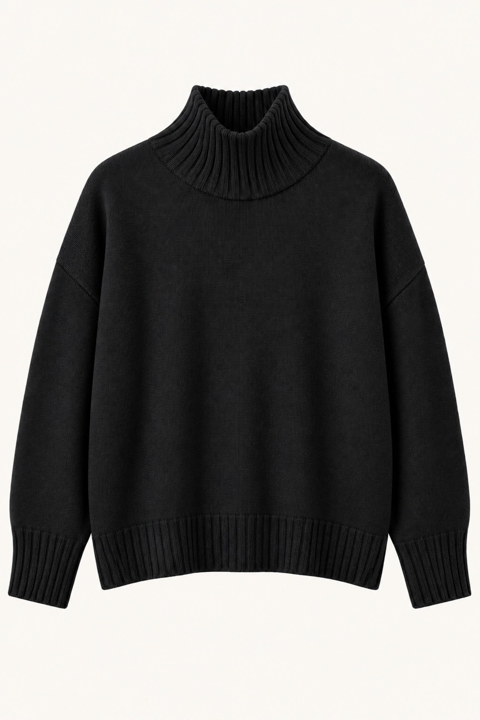 M9661-06_NERO MAGLIONE DOLCEVITA MORBIDO CON MANICHE AMPIE - Nero, TU