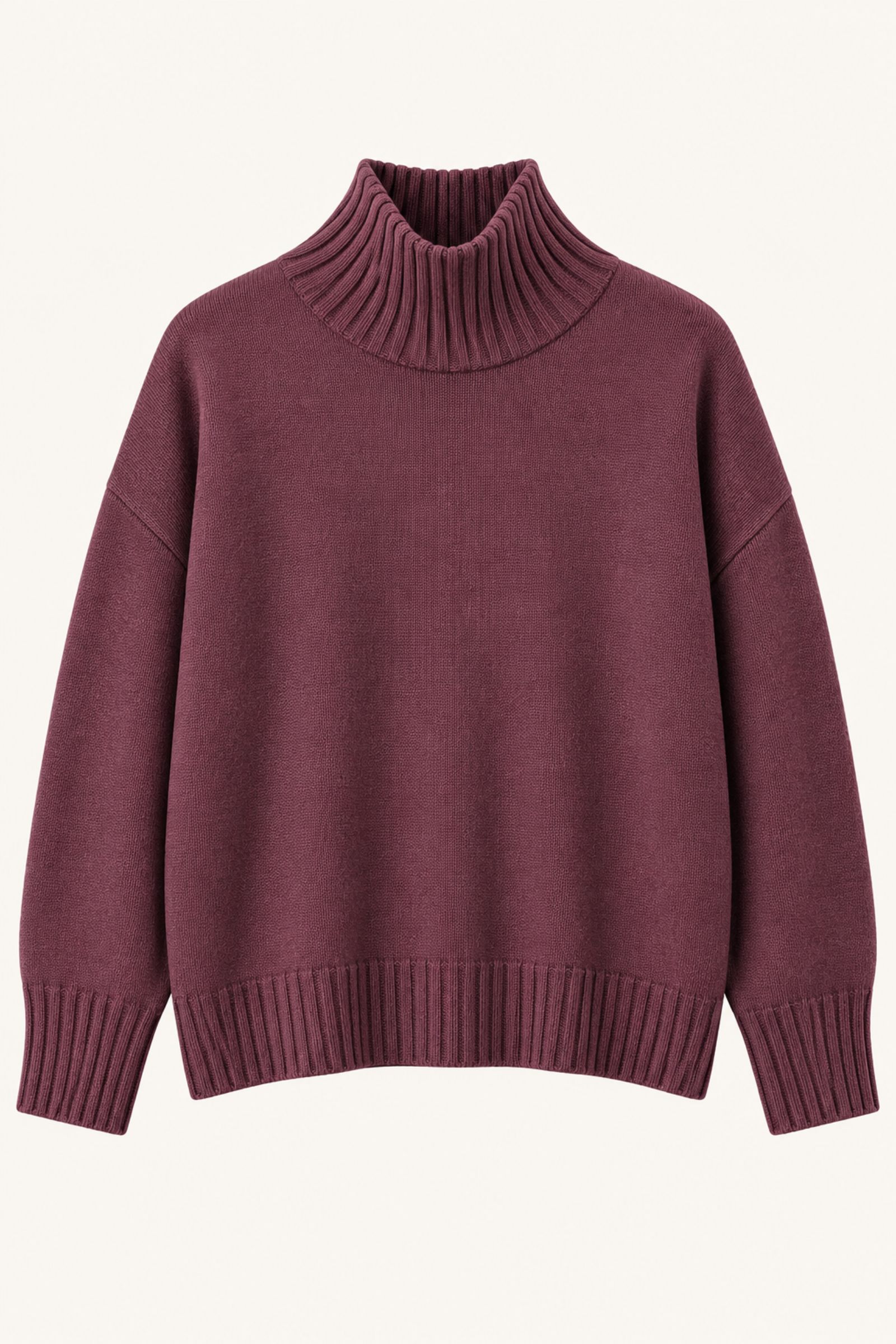 M9661-06_PRUGNA MAGLIONE DOLCEVITA MORBIDO CON MANICHE AMPIE - Prugna, TU