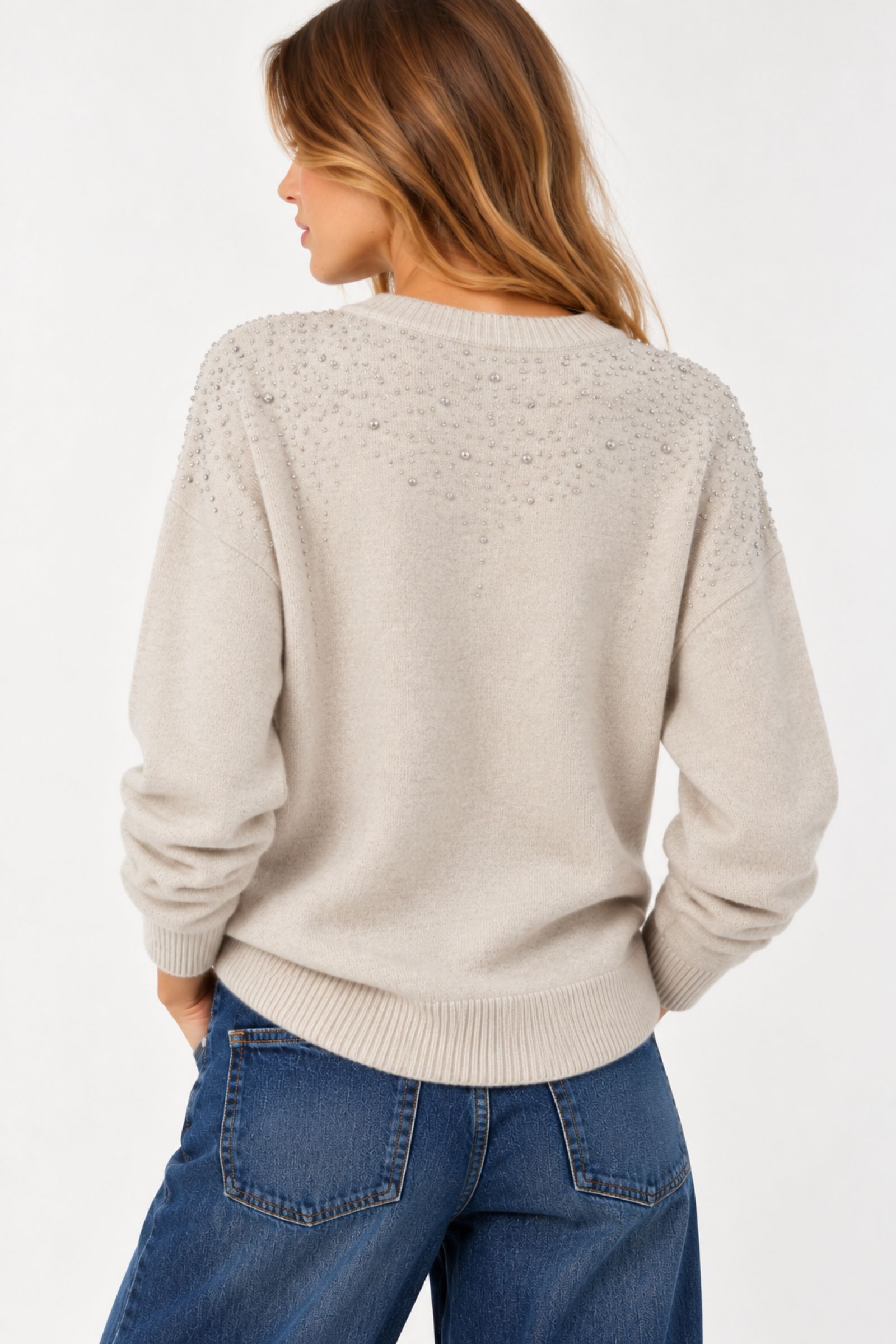MAGLIA GIROCOLLO CON APPLICAZIONI GIOIELLO - immagine 3