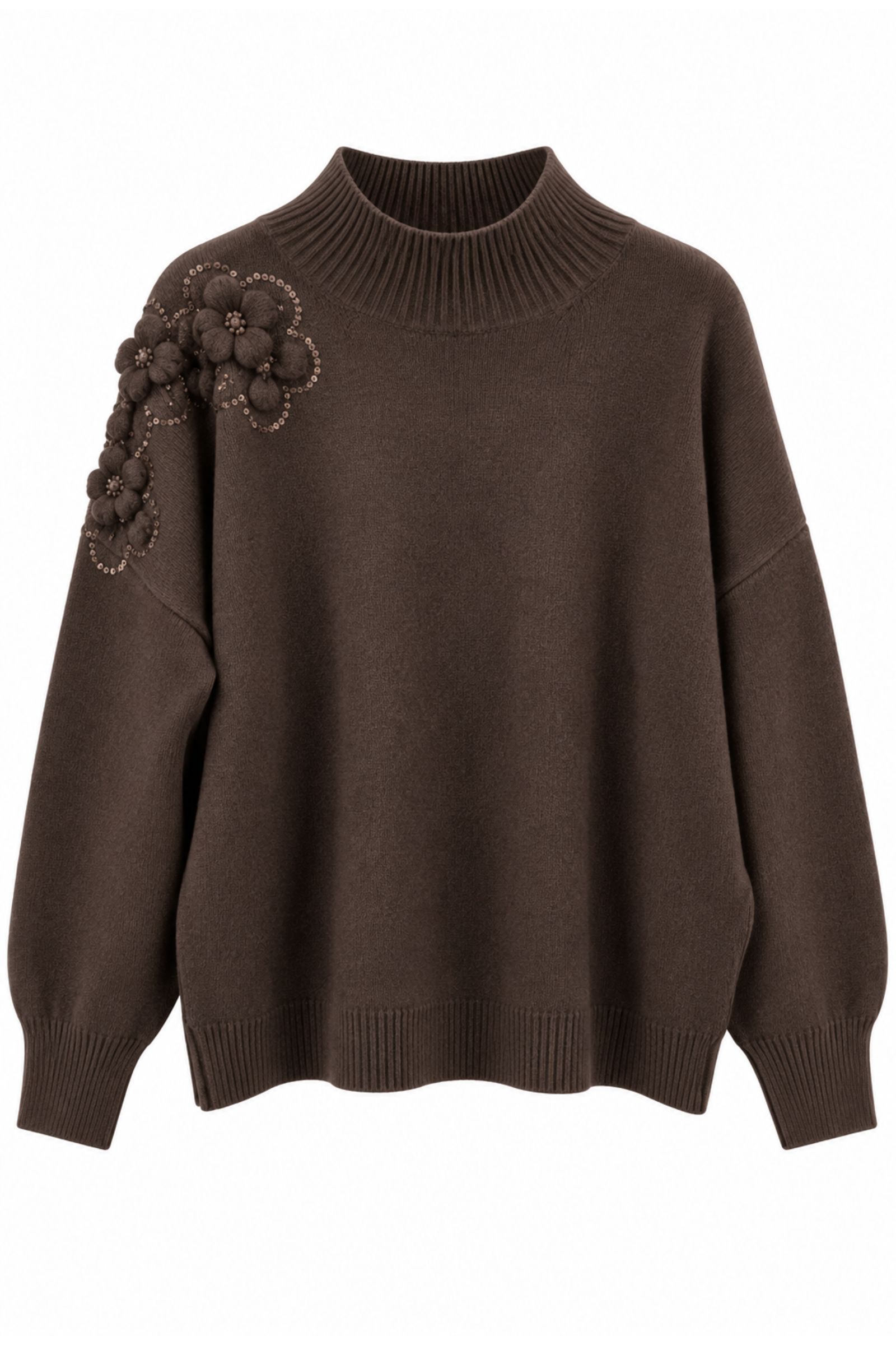 M9771-06_MORO MAGLIA CON FIORI 3D E PAILLETTES - Moro, TU