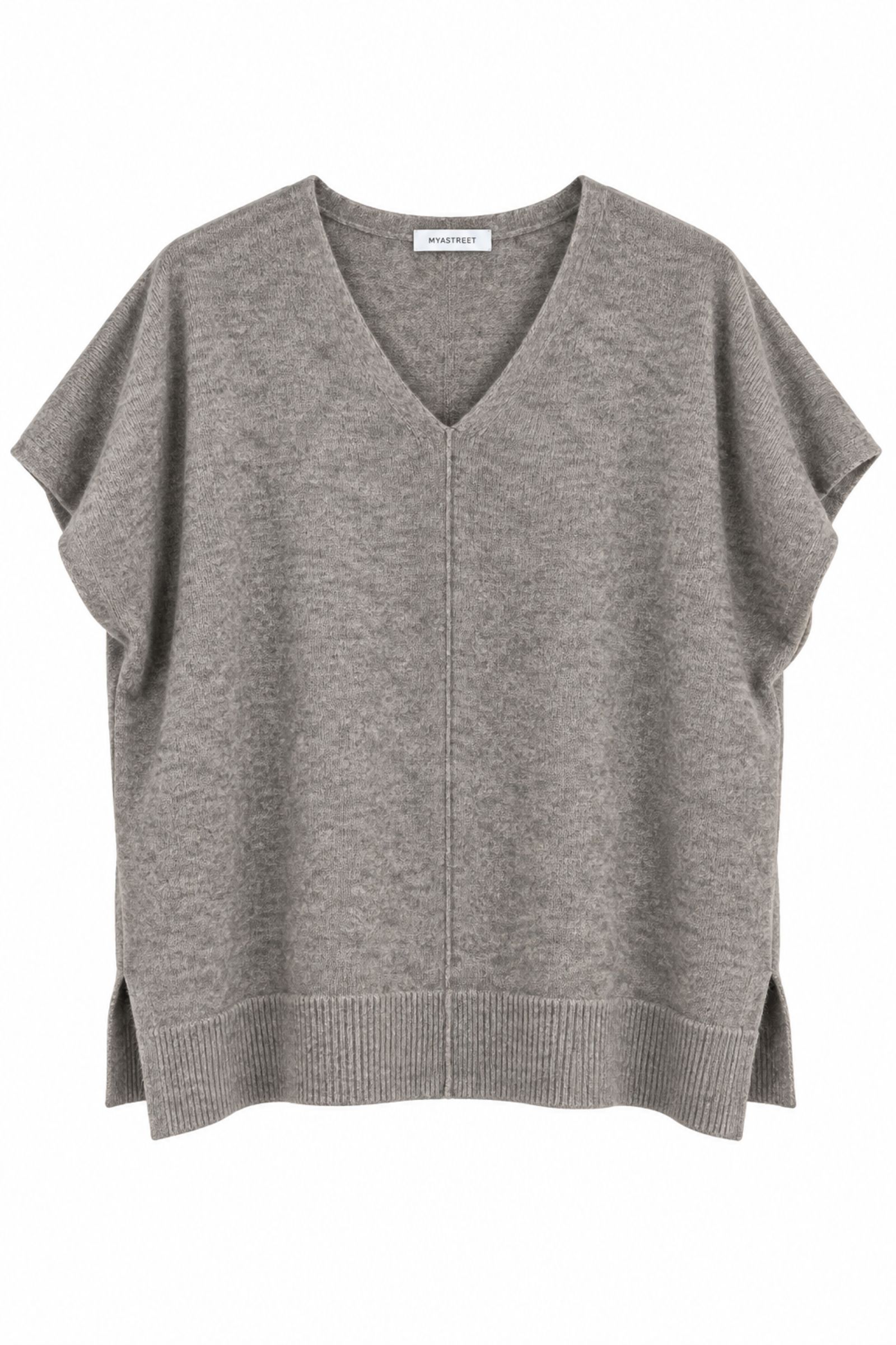 ML358-06_FANGO MAGLIA OVERSIZE CON SCOLLO A V E MANICHE CORTE - Fango, TU
