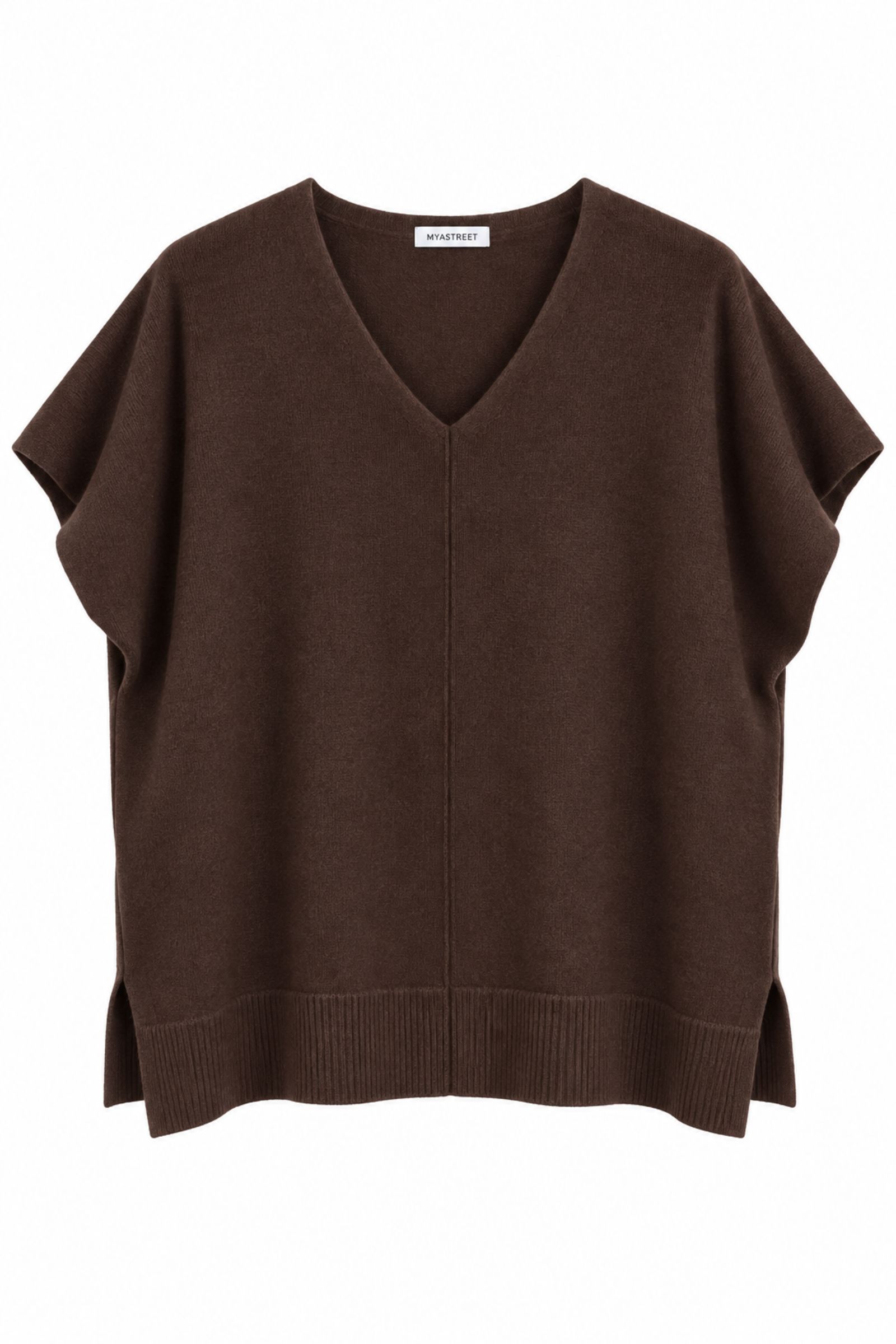 ML358-06_MORO MAGLIA OVERSIZE CON SCOLLO A V E MANICHE CORTE - Moro, TU