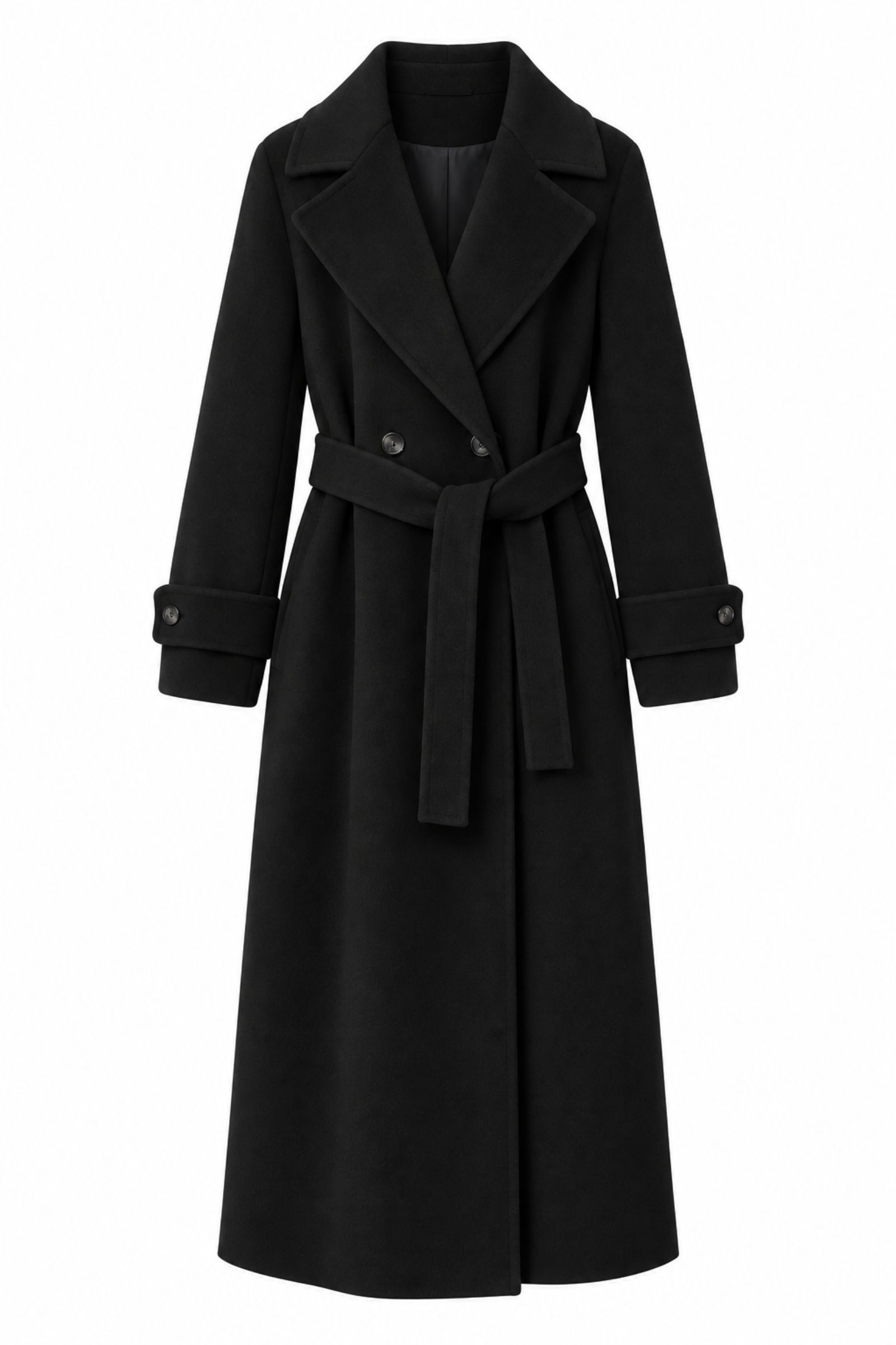 MS01-06_nero CAPPOTTO LUNGO CON CINTURA - Nero, S