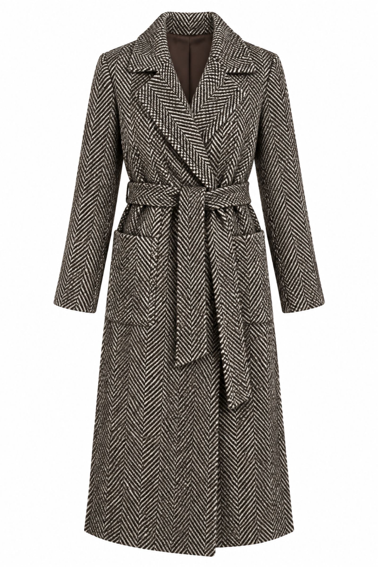 MS02-06_MORO CAPPOTTO LUNGO A SPINA DI PESCE CON CINTURA - Moro, S