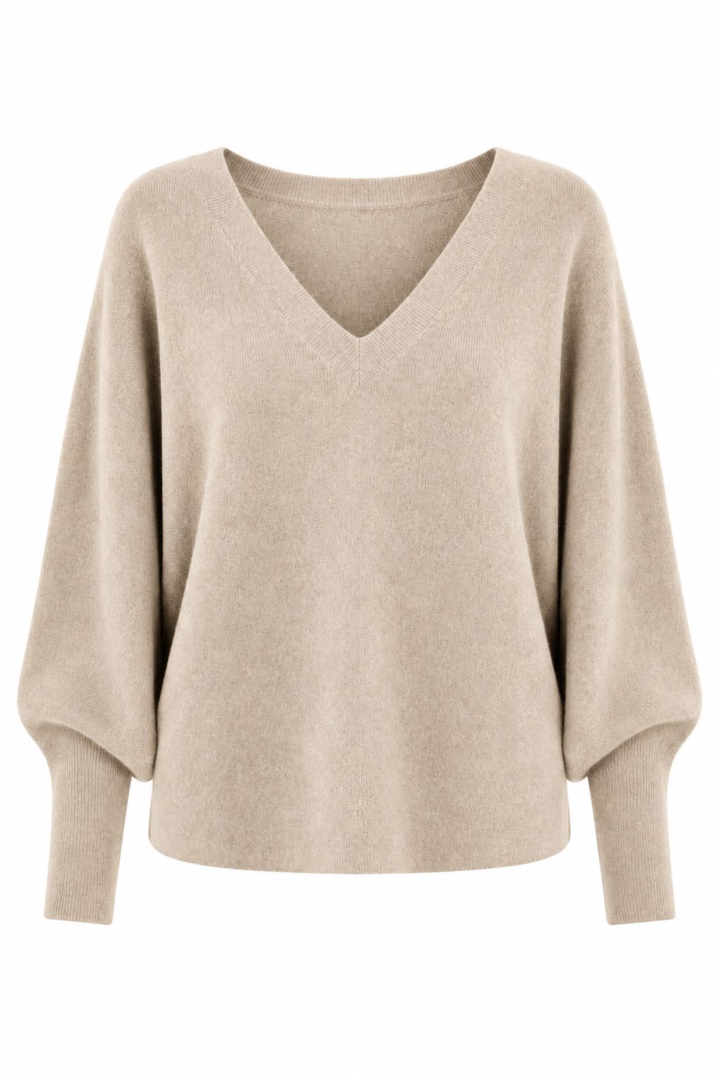 Maglione beige oversize con scollo a V MAGLIONE CON SCOLLO A V E MANICHE AMPIE - Beige, TU
