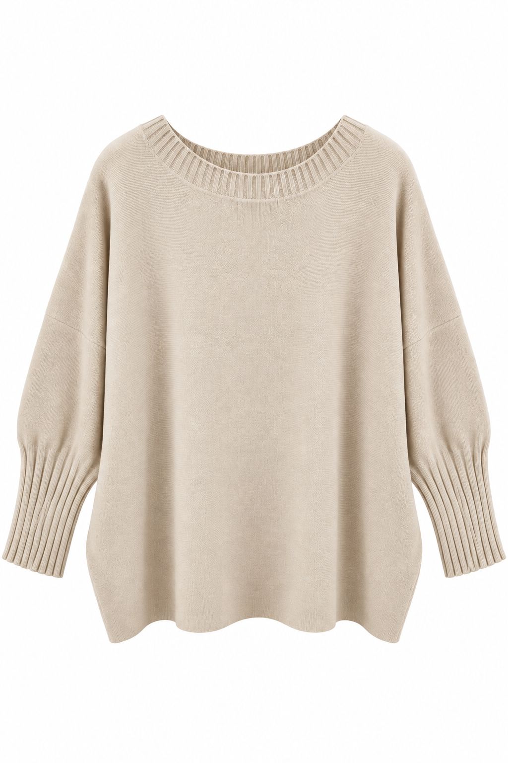 Maglione oversize color crema a coste MAGLIA OVERSIZE SCOLLO AMPIO IN MISTO VISCOSA - Beige, TU