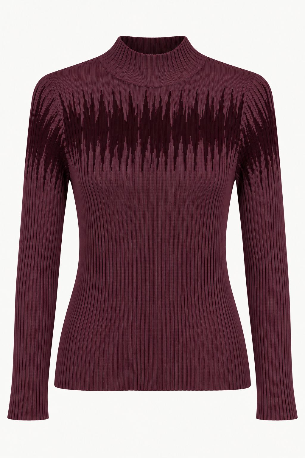 Maglione plum con motivo a onde MAGLIA A COSTINE CON EFFETTO SEMITRASPARENZA - Prugna, TU