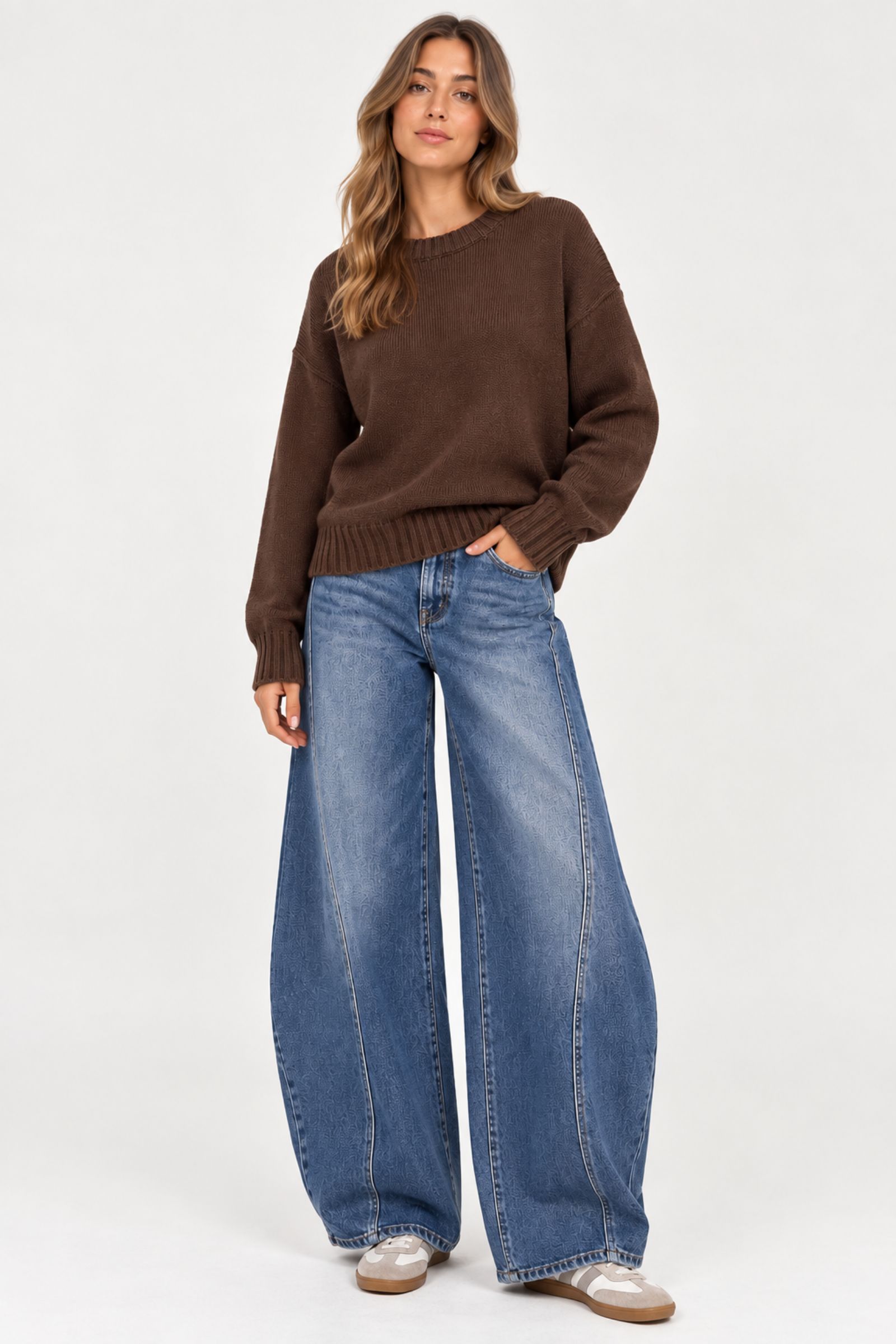 JEANS BALLOON CON CUCITURE A VISTA