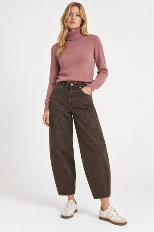 JEANS BALLOON ANIMALIER
