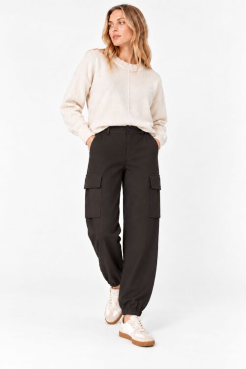 PANTALONI CARGO CON ELASTICO ALLA CAVIGLIA